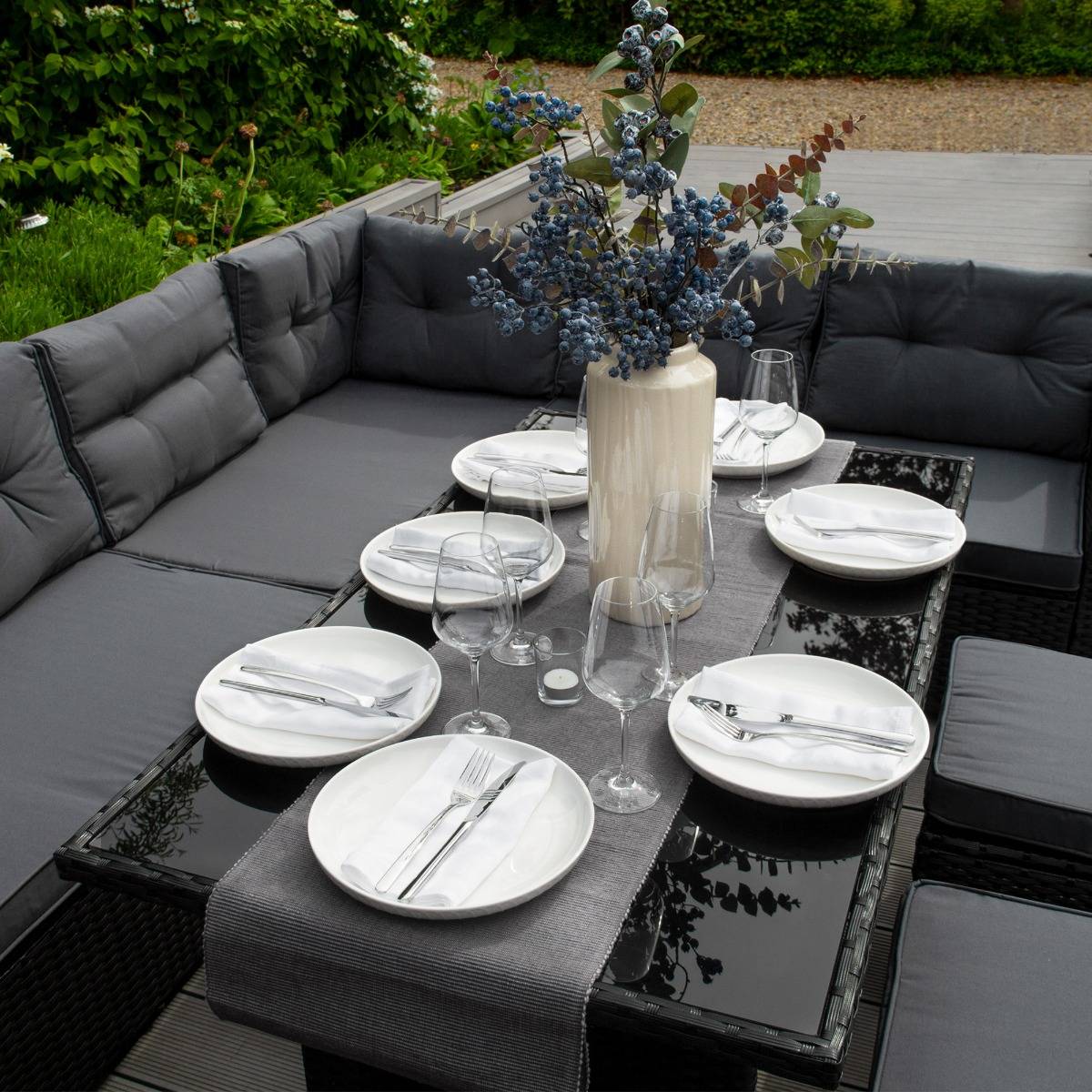 Rattan Corner Set - Black