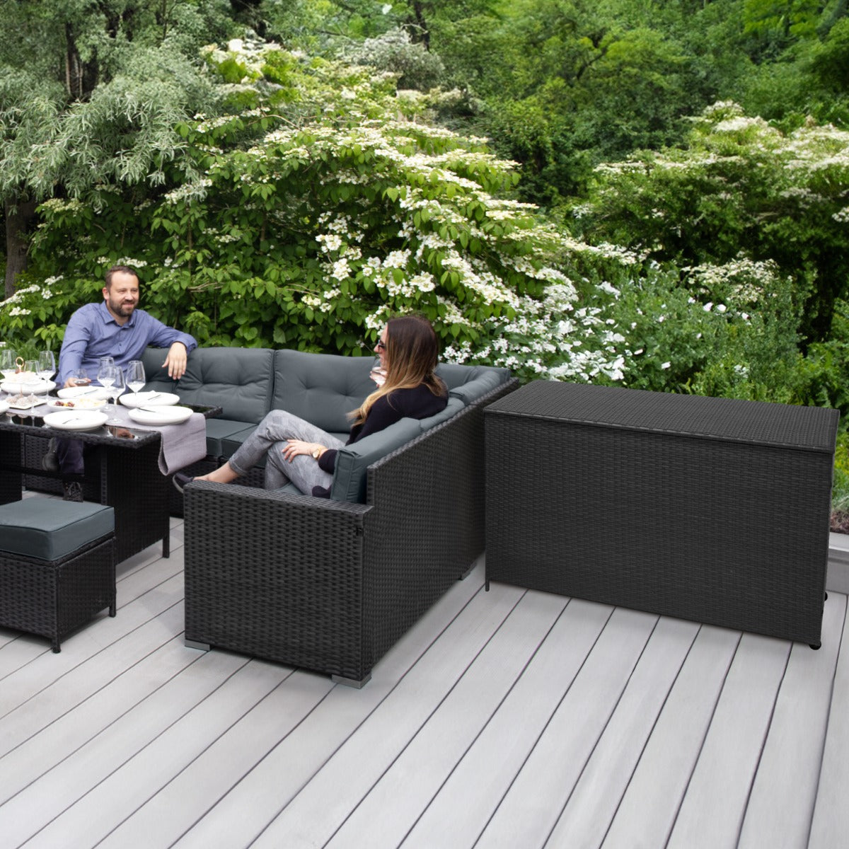 Rattan Cushion Storage Box 582L - Black