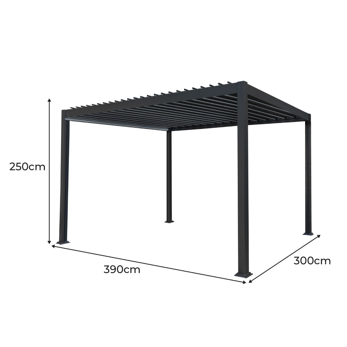 Anthracite Aluminium Pergola - 3m x 4m