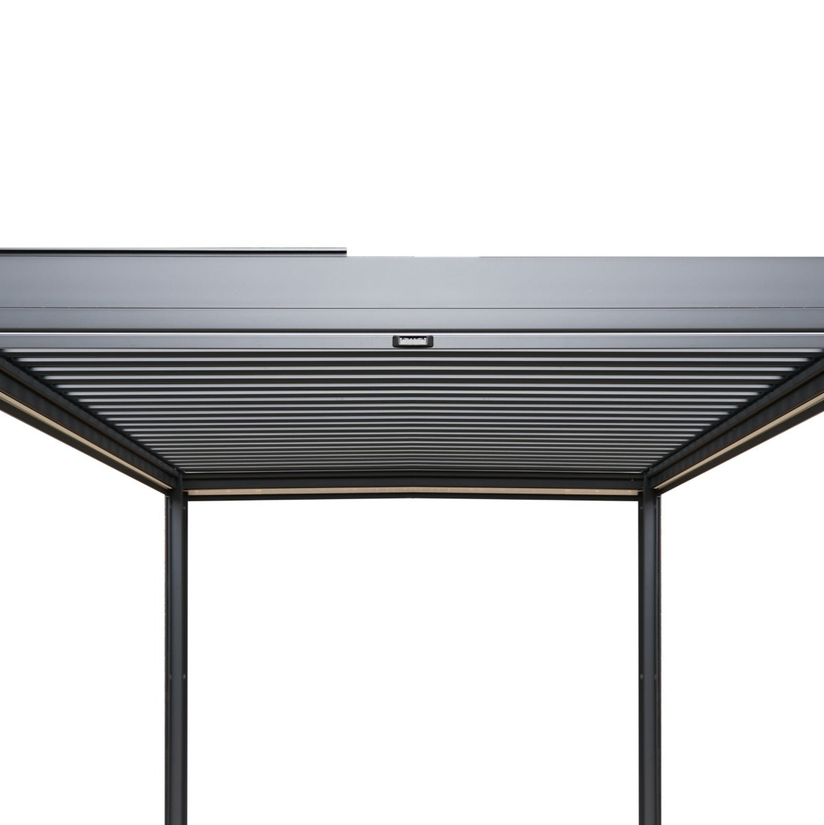 Anthracite Aluminium Pergola With White Blinds & LED Lights - 3m x 4m