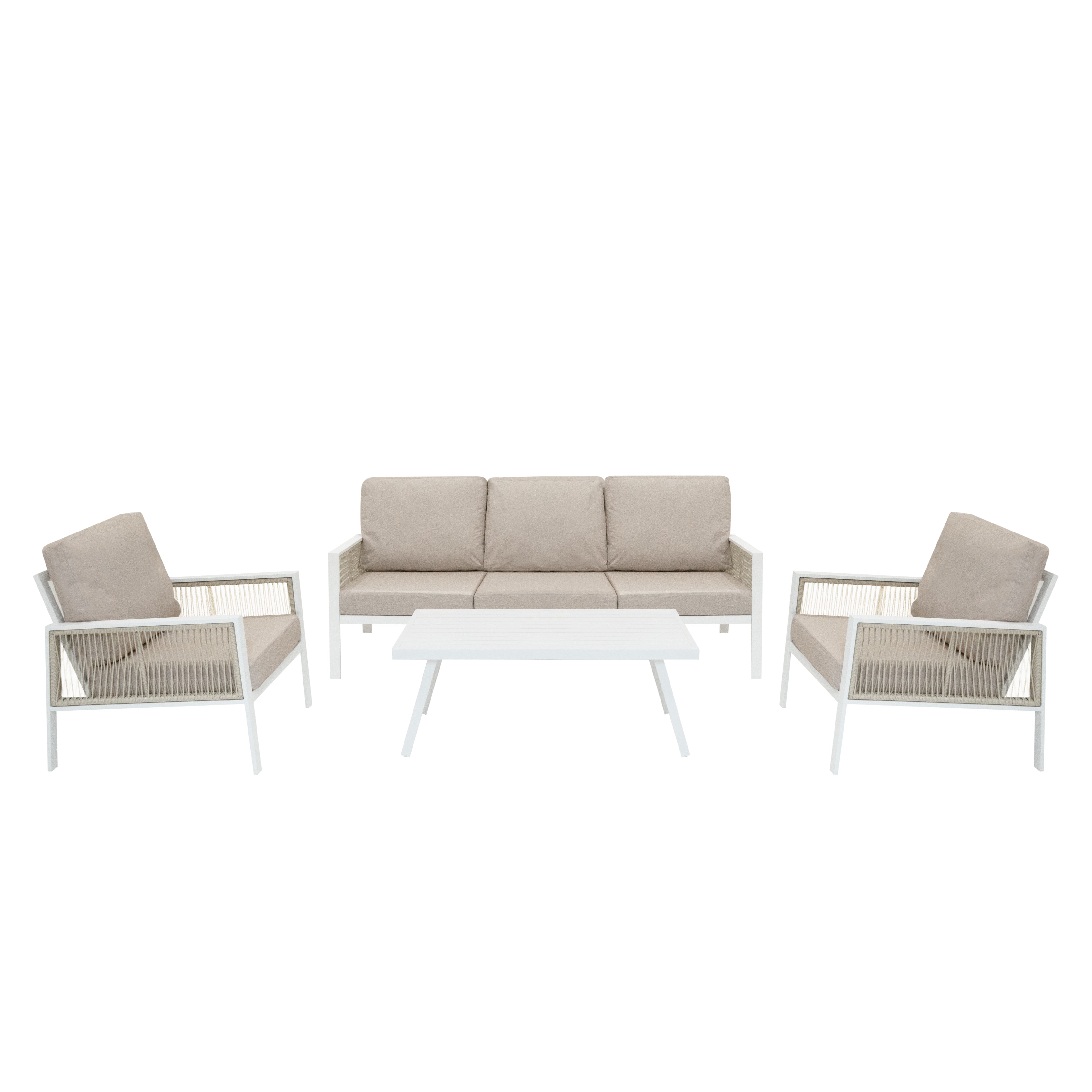 Aluminium 4 Piece Sofa Set - White