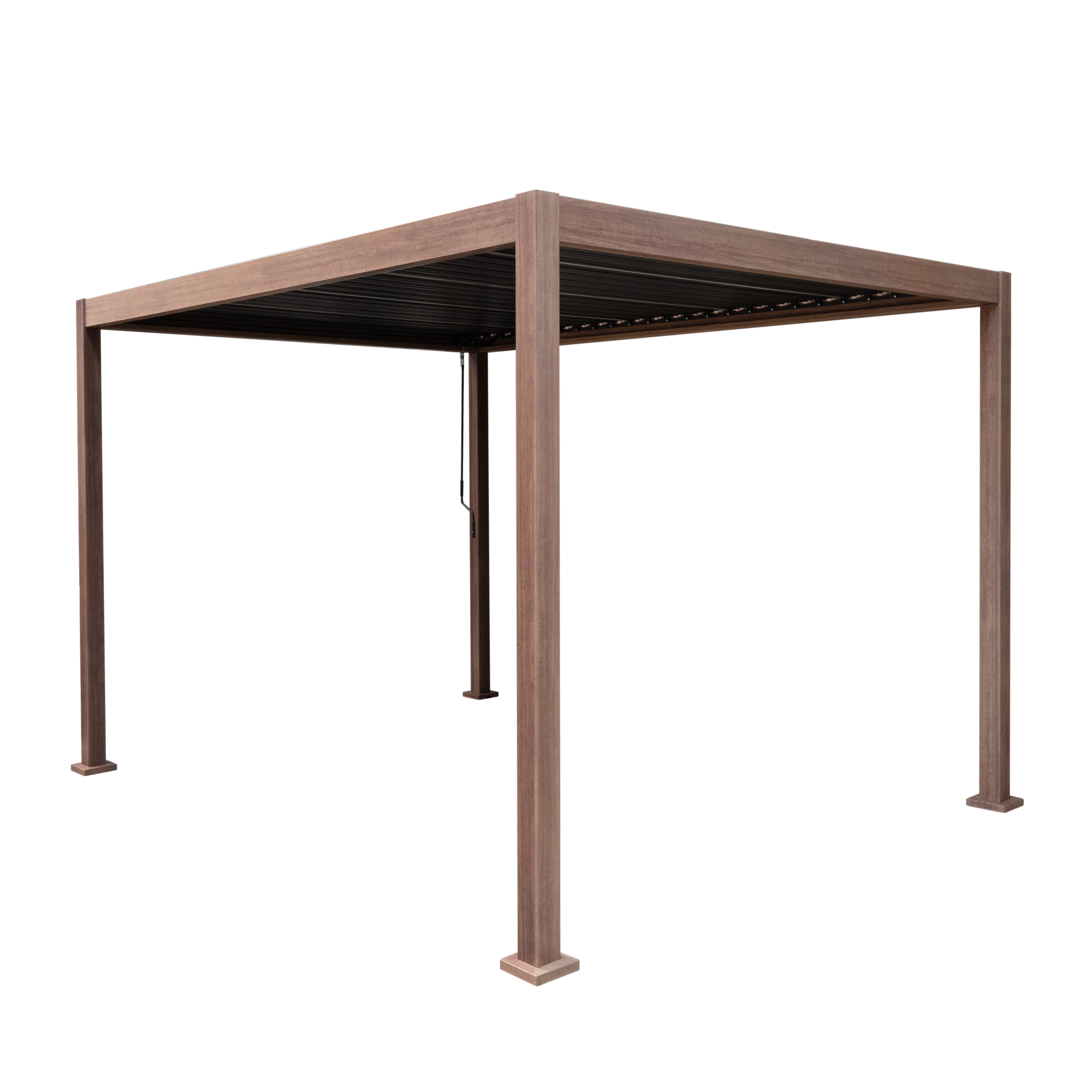 Wood Effect Aluminium Pergola 3m x 3m
