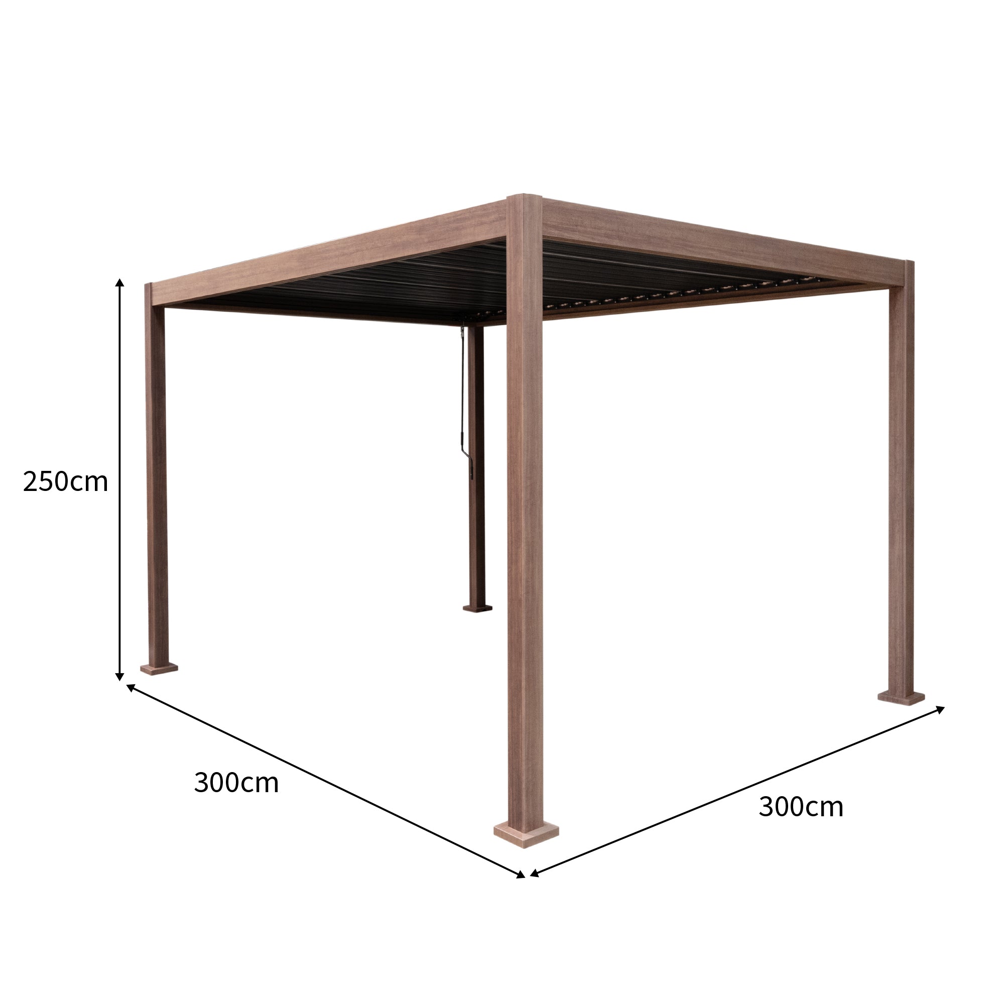 Wood Effect Aluminium Pergola 3m x 3m