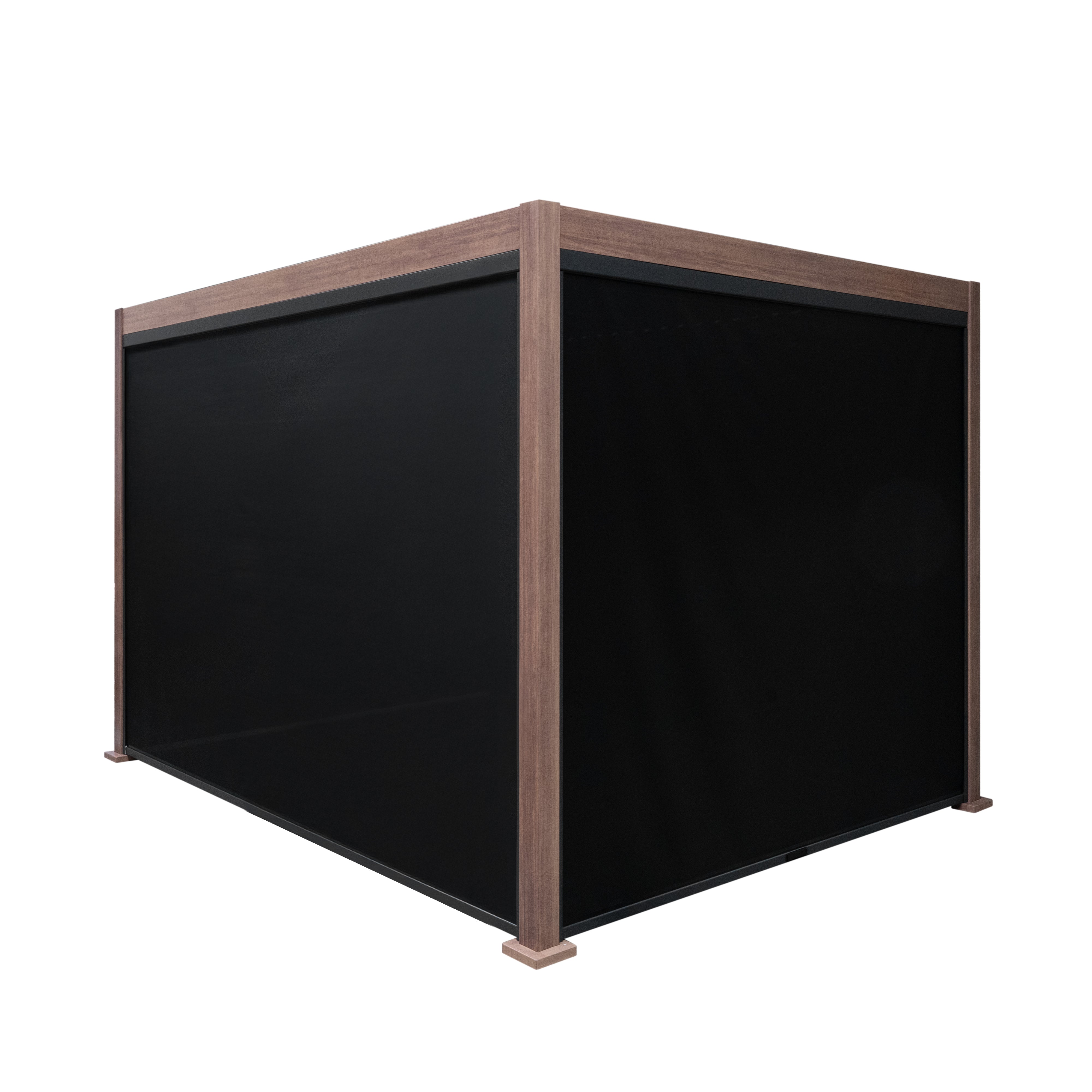 Wood Effect Aluminium Pergola With Blinds - 3m x 3m