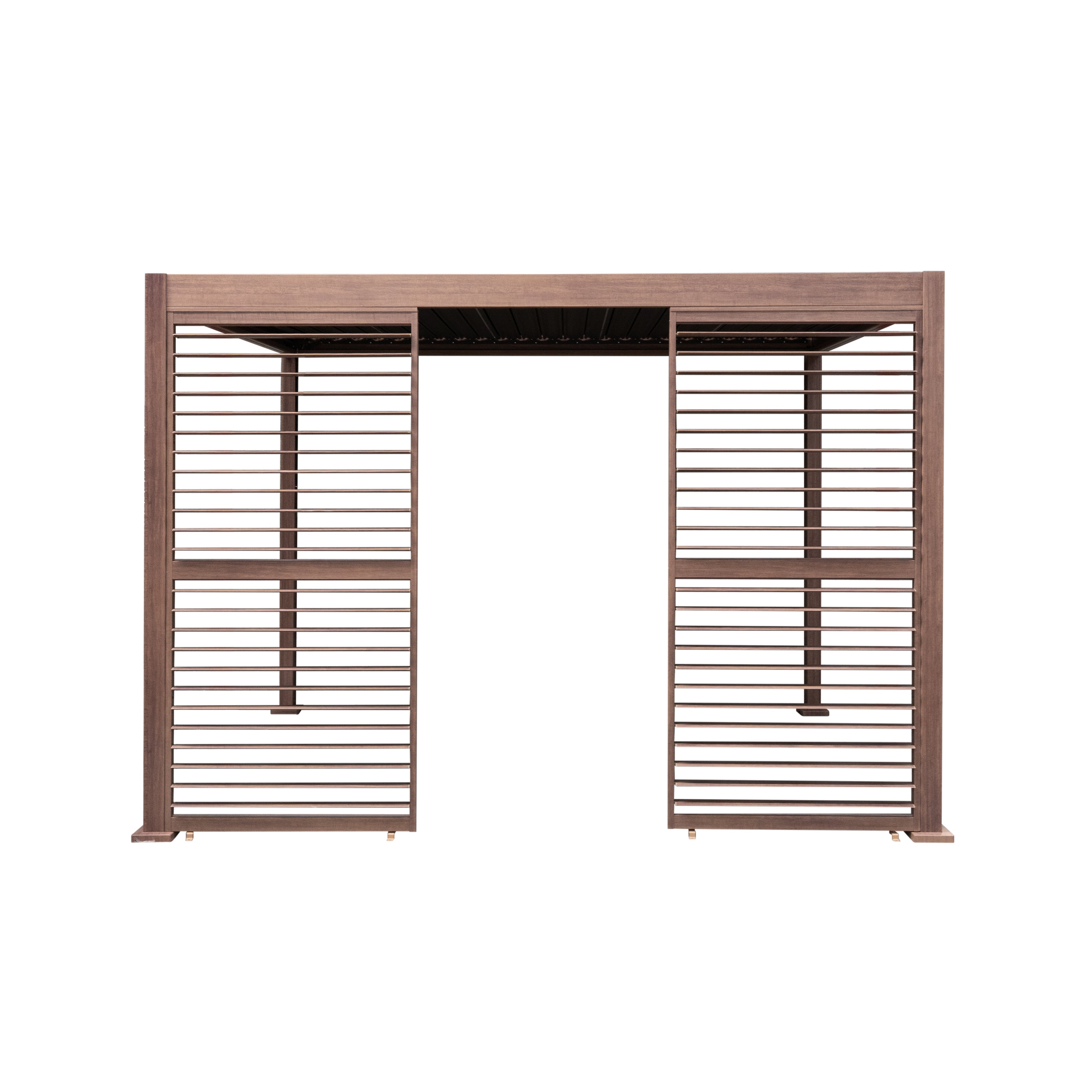 Wood Effect Aluminium Pergola 3 x 3m with 2 Louvre Panels