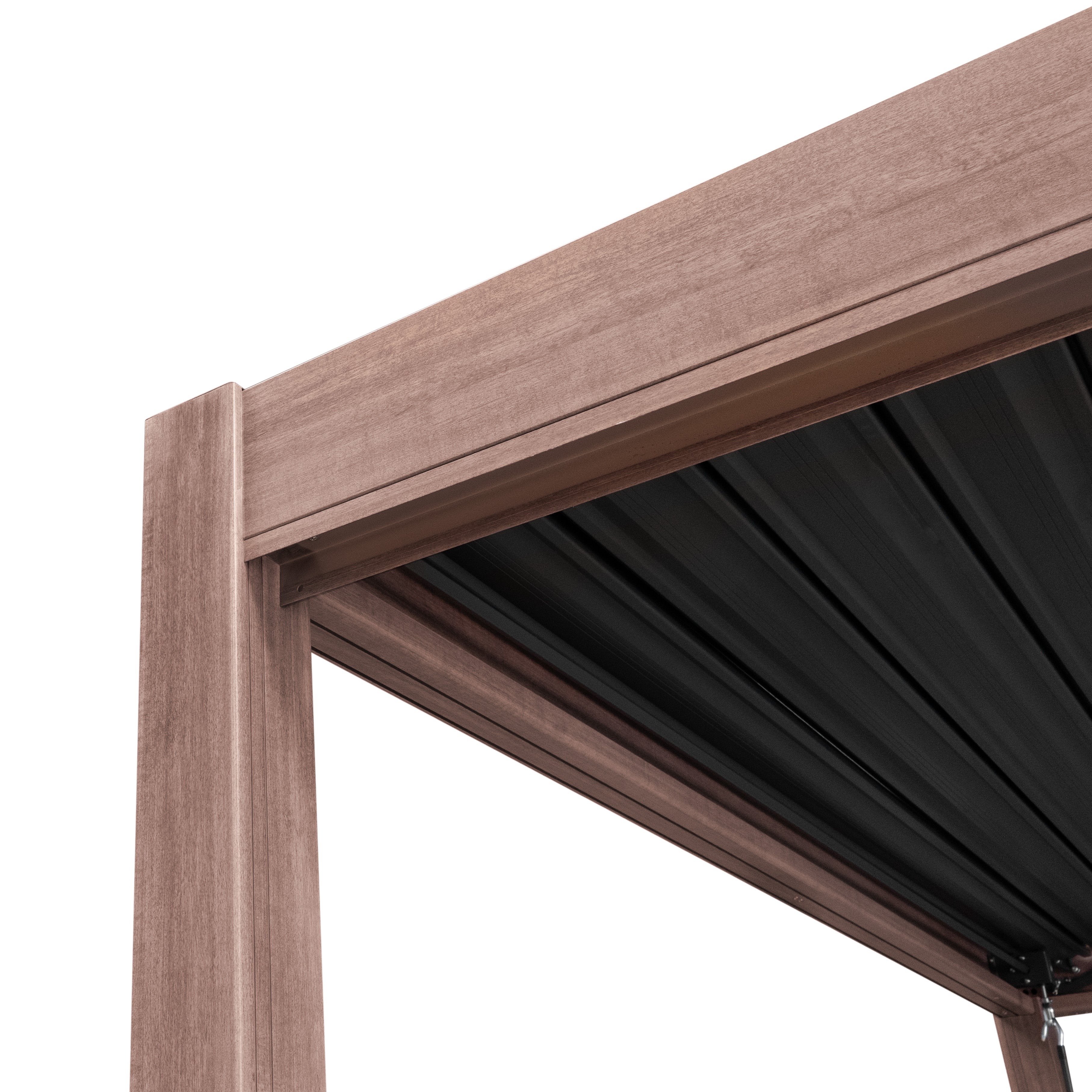 Wood Effect Aluminium Pergola With Blinds & 2 Louvre Panels - 3m x 3m