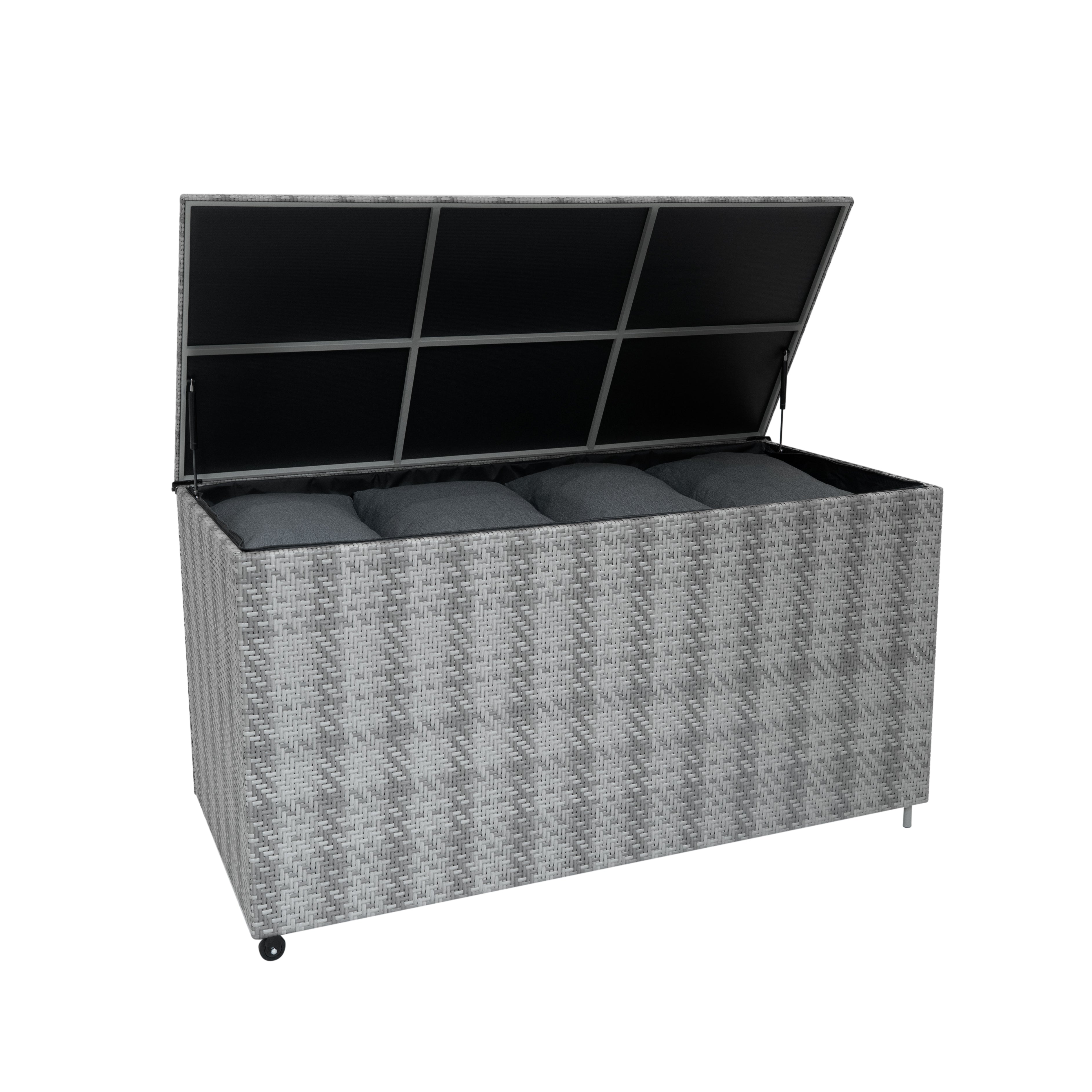 Rattan Cushion Storage Box 700L - Grey
