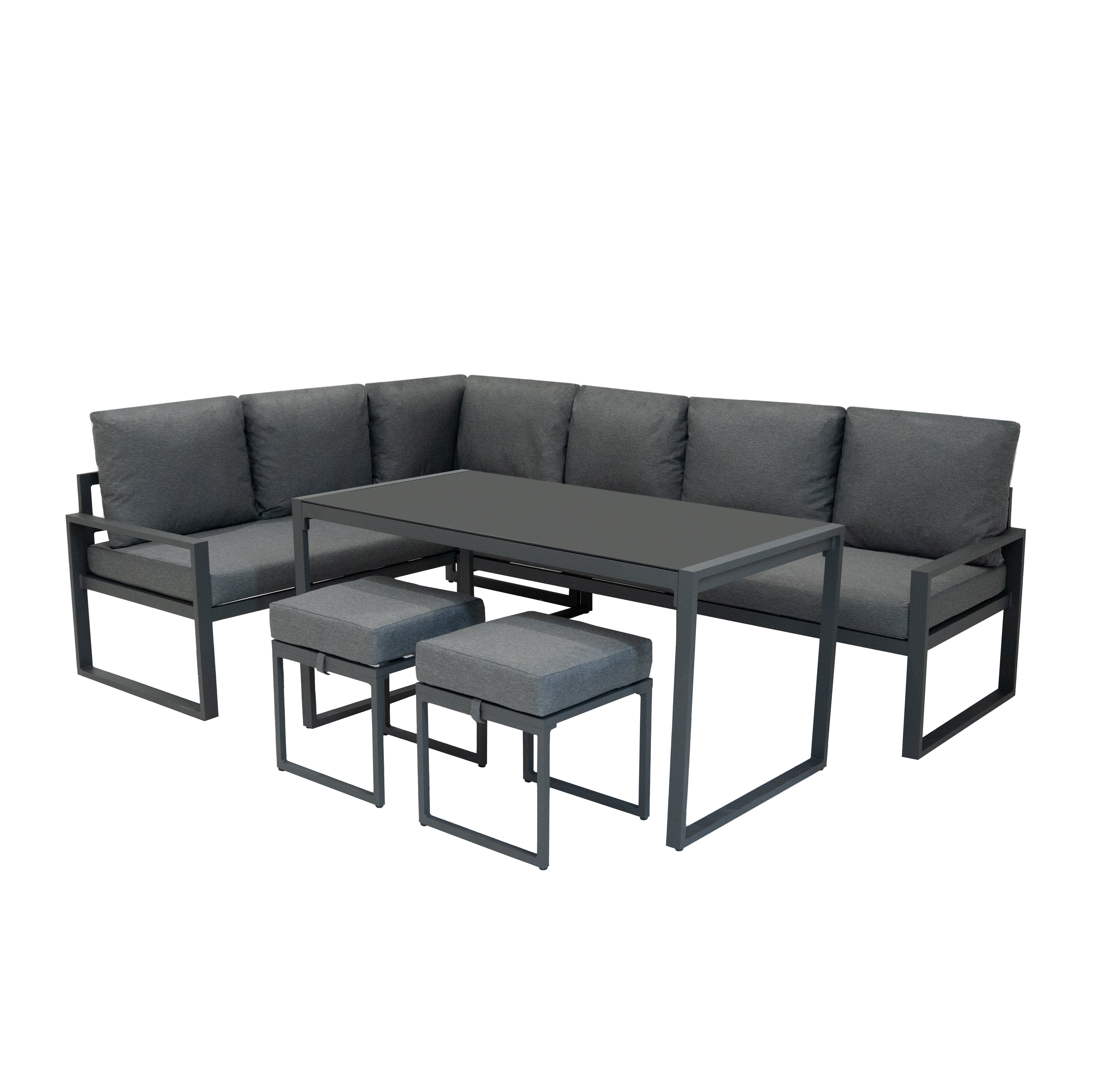 Aluminium Corner Sofa Set - Anthracite Grey