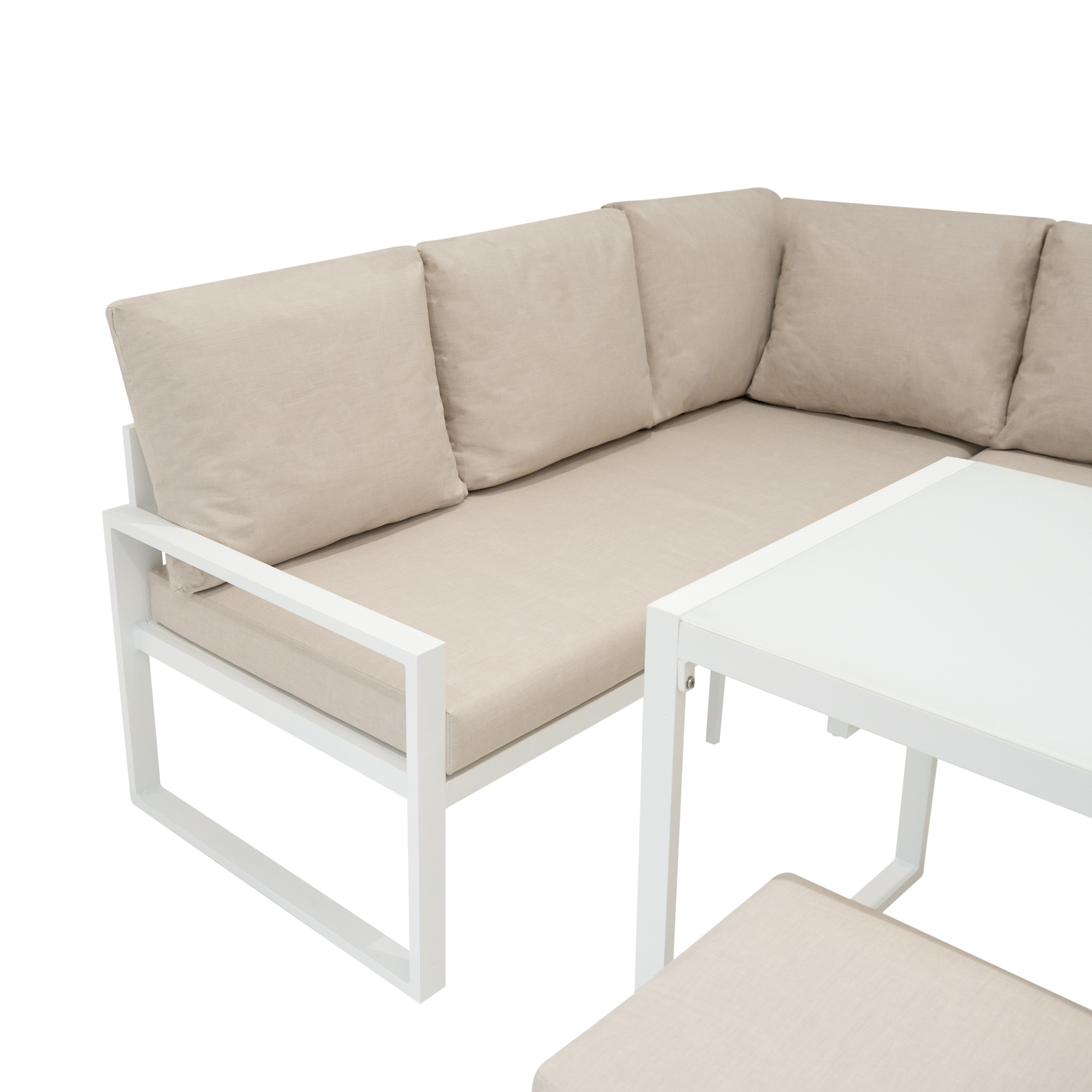 Aluminium Corner Sofa Set - White