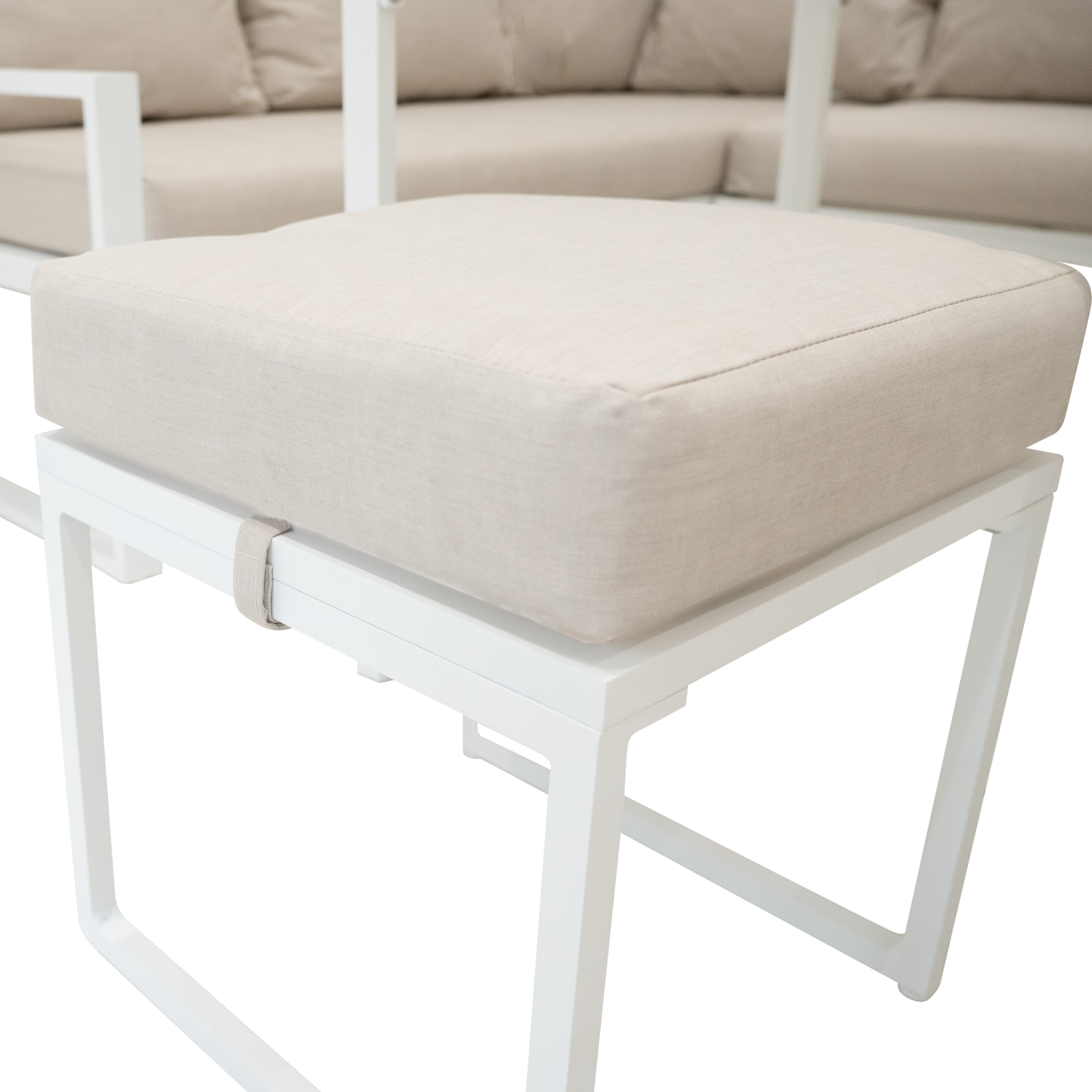 Aluminium Corner Sofa Set - White