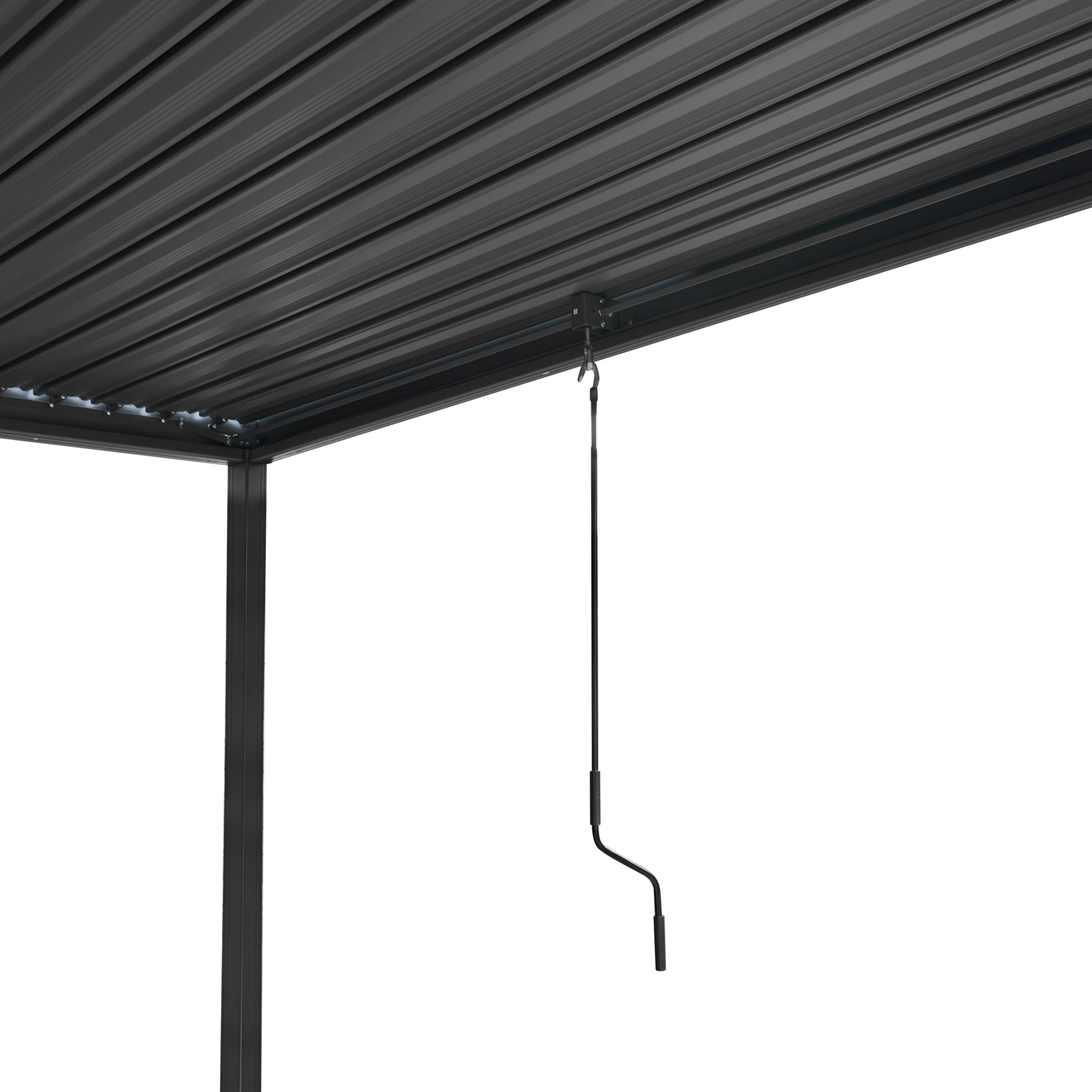 Anthracite Aluminium Pergola With White Blinds - 3m x 3m
