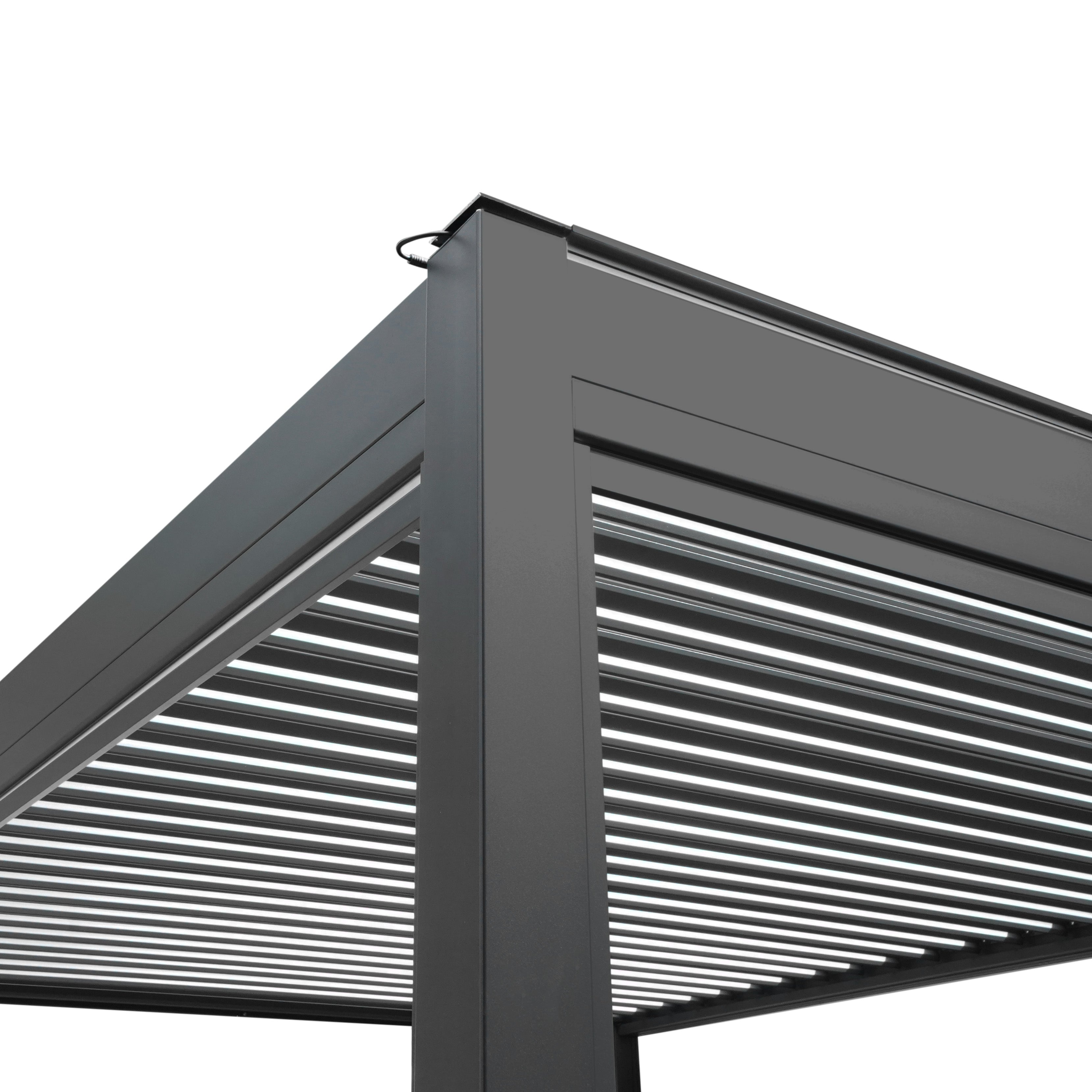 Aluminium Pergola With Anthracite Blinds & LED Lights - 3m x 3m