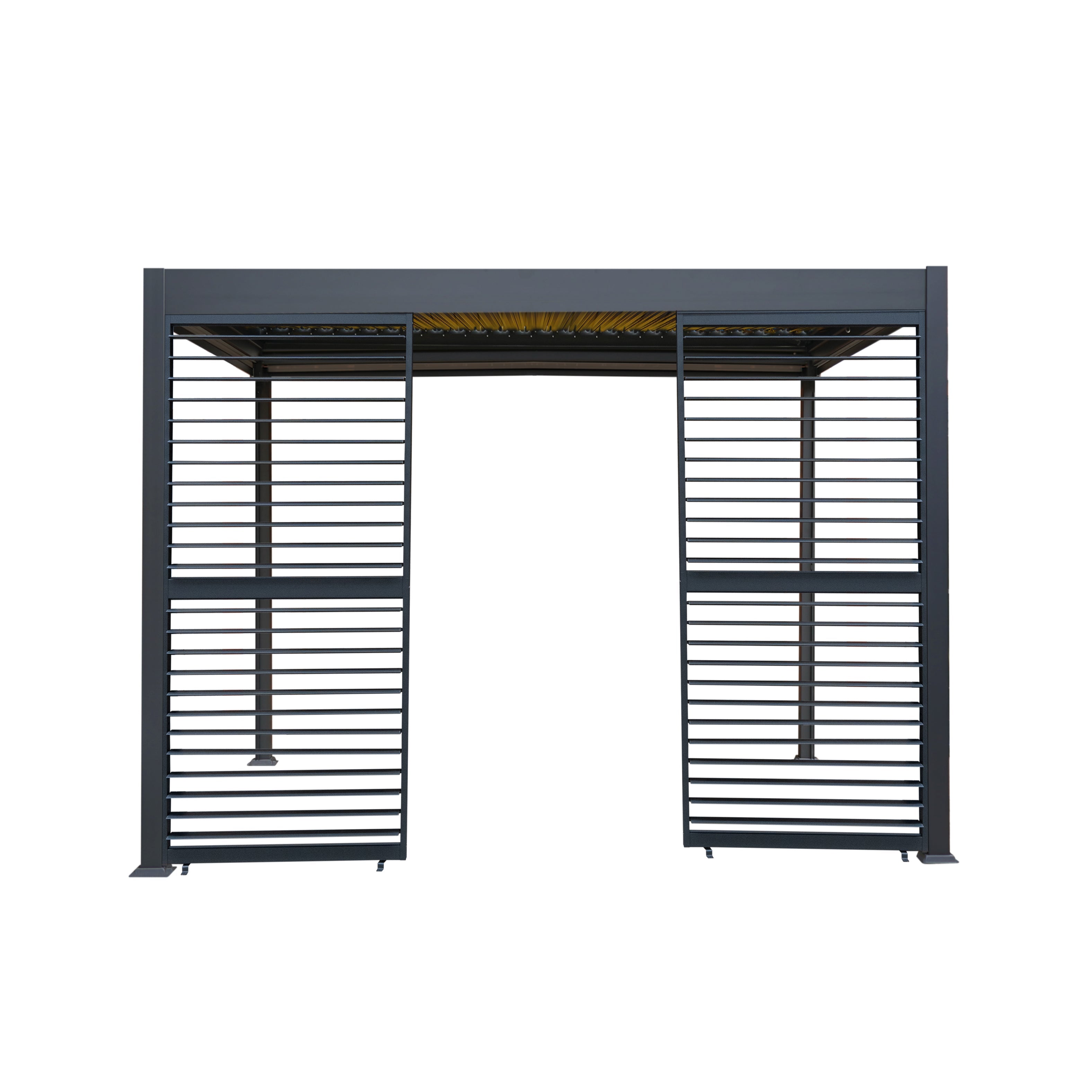 Aluminium Pergola With Anthracite Blinds, 2 x Side Panels & LED Lights - 3m x 3m
