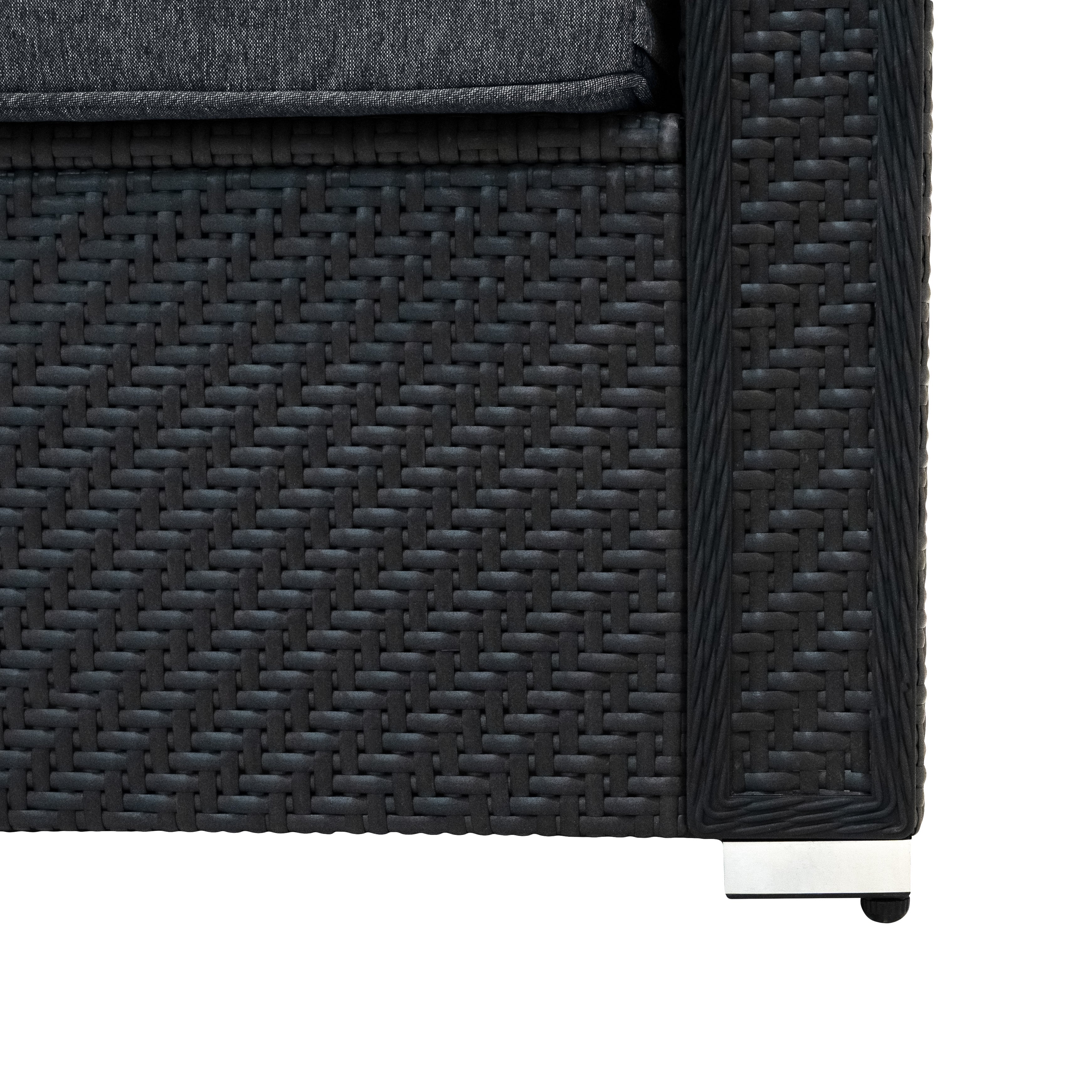 Rattan Modular 7 Piece Furniture Set - Black