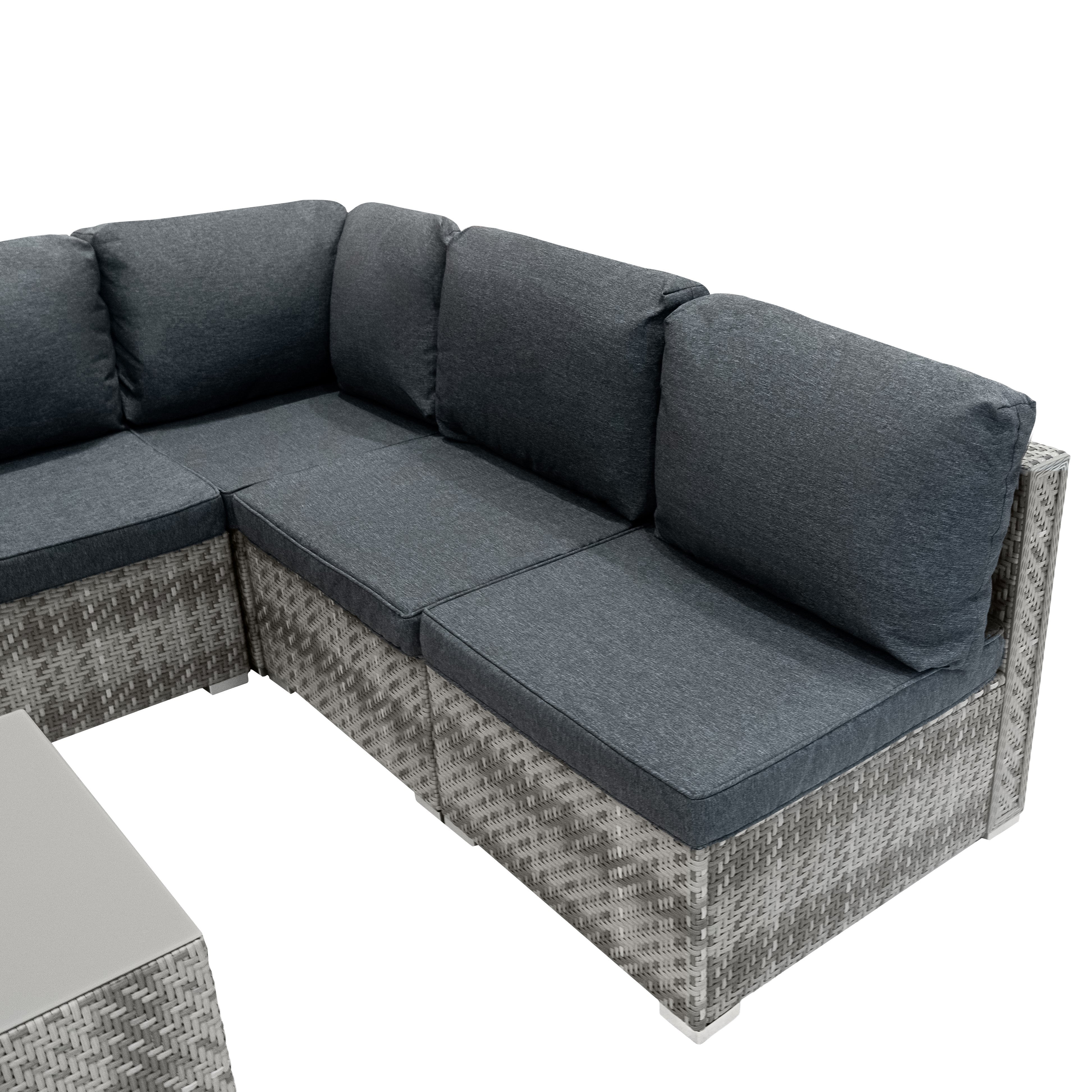 Rattan Modular 7 Piece Furniture Set - Grey