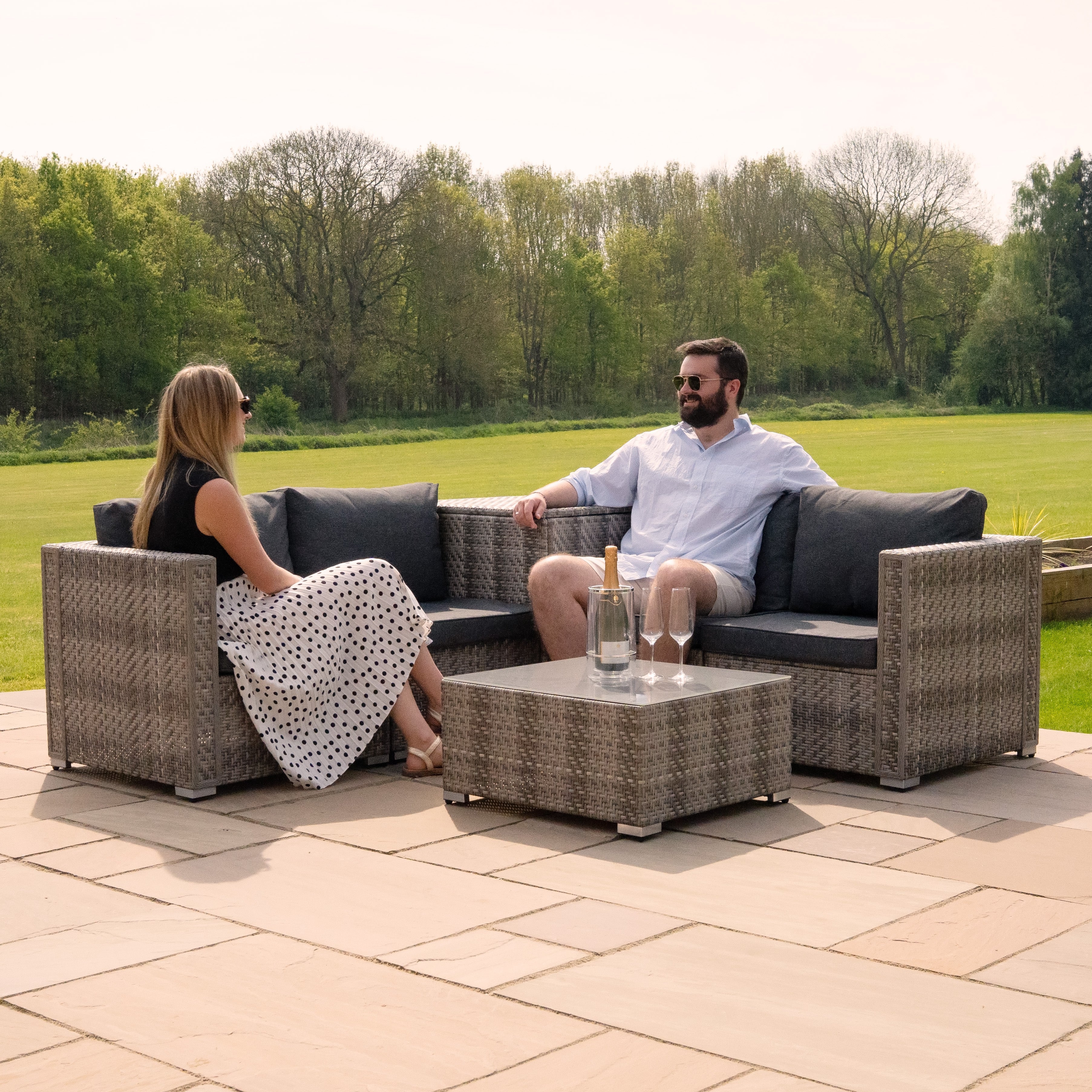 Rattan Modular 6 Piece Furniture Set – Grey
