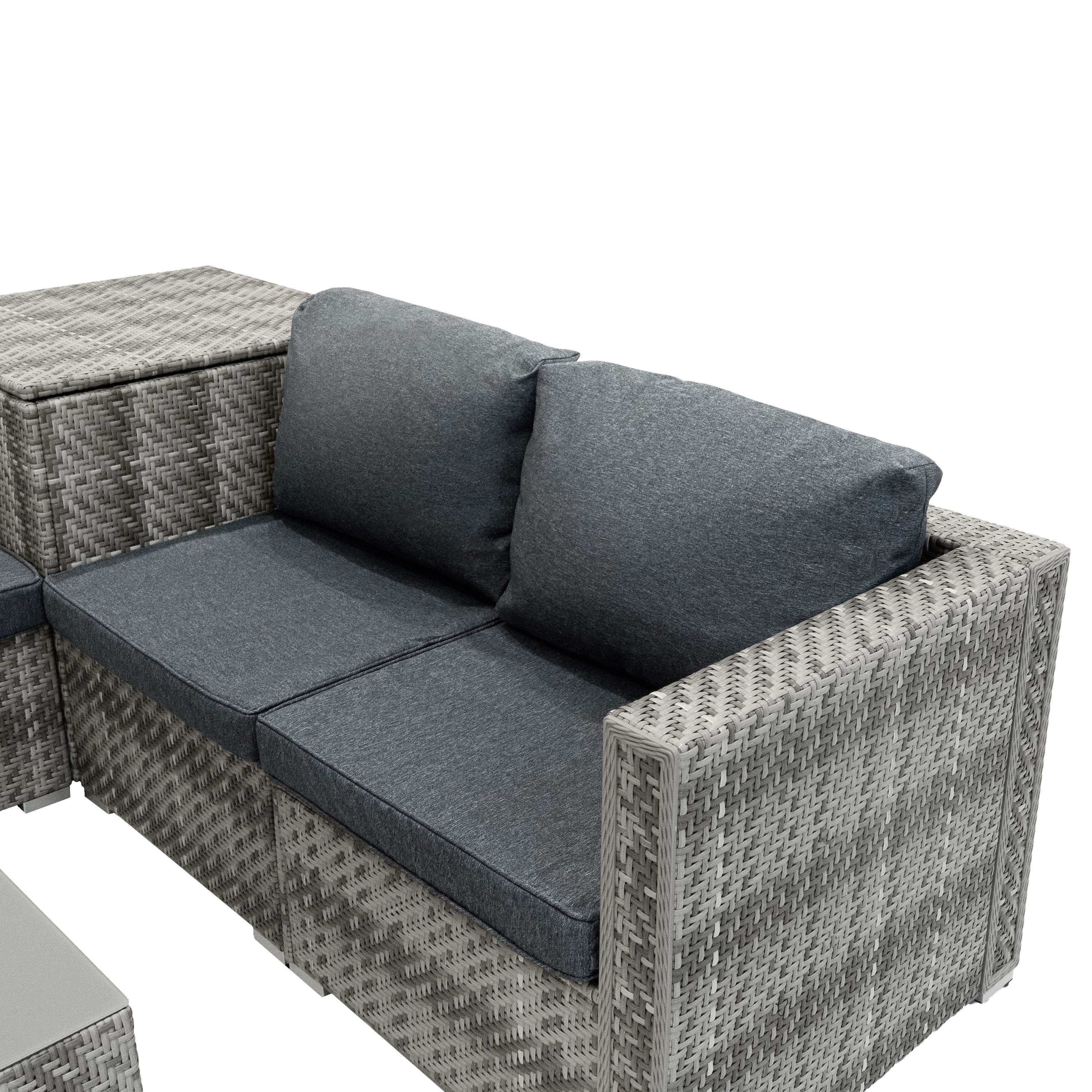 Rattan Modular 6 Piece Furniture Set – Grey