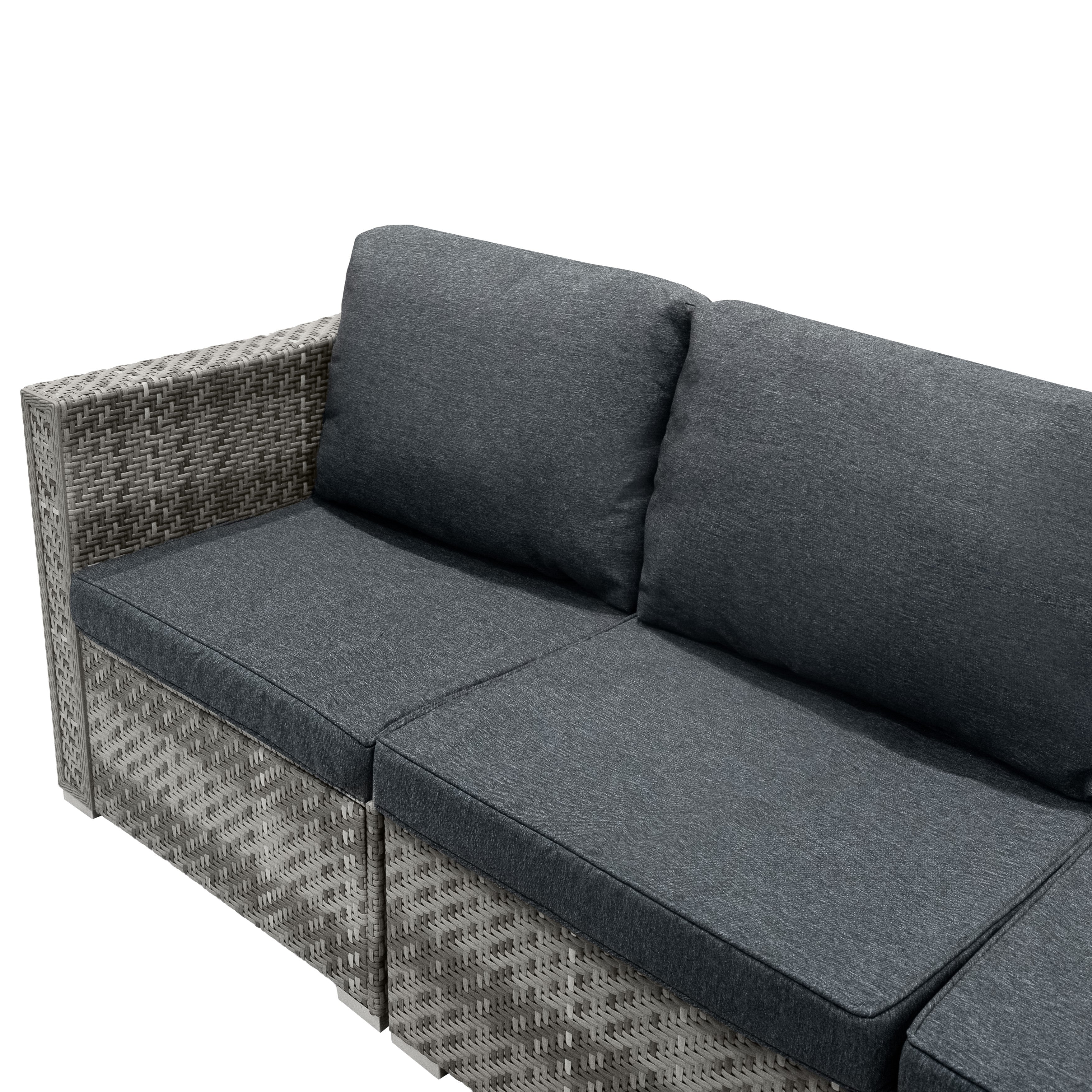 Rattan Modular 7 Piece Furniture Set & 996L Storage Box - Grey