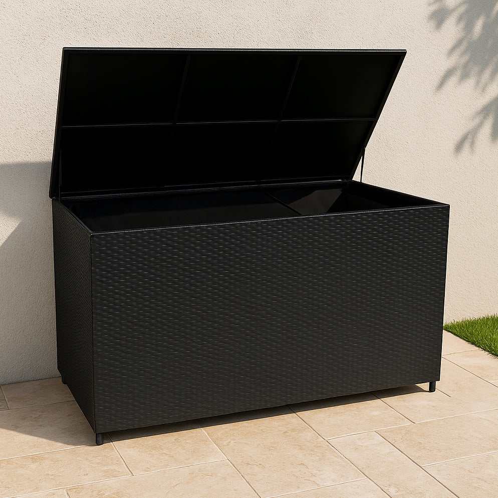 Rattan Modular 6 Piece Furniture Set & 996L Storage Box – Black