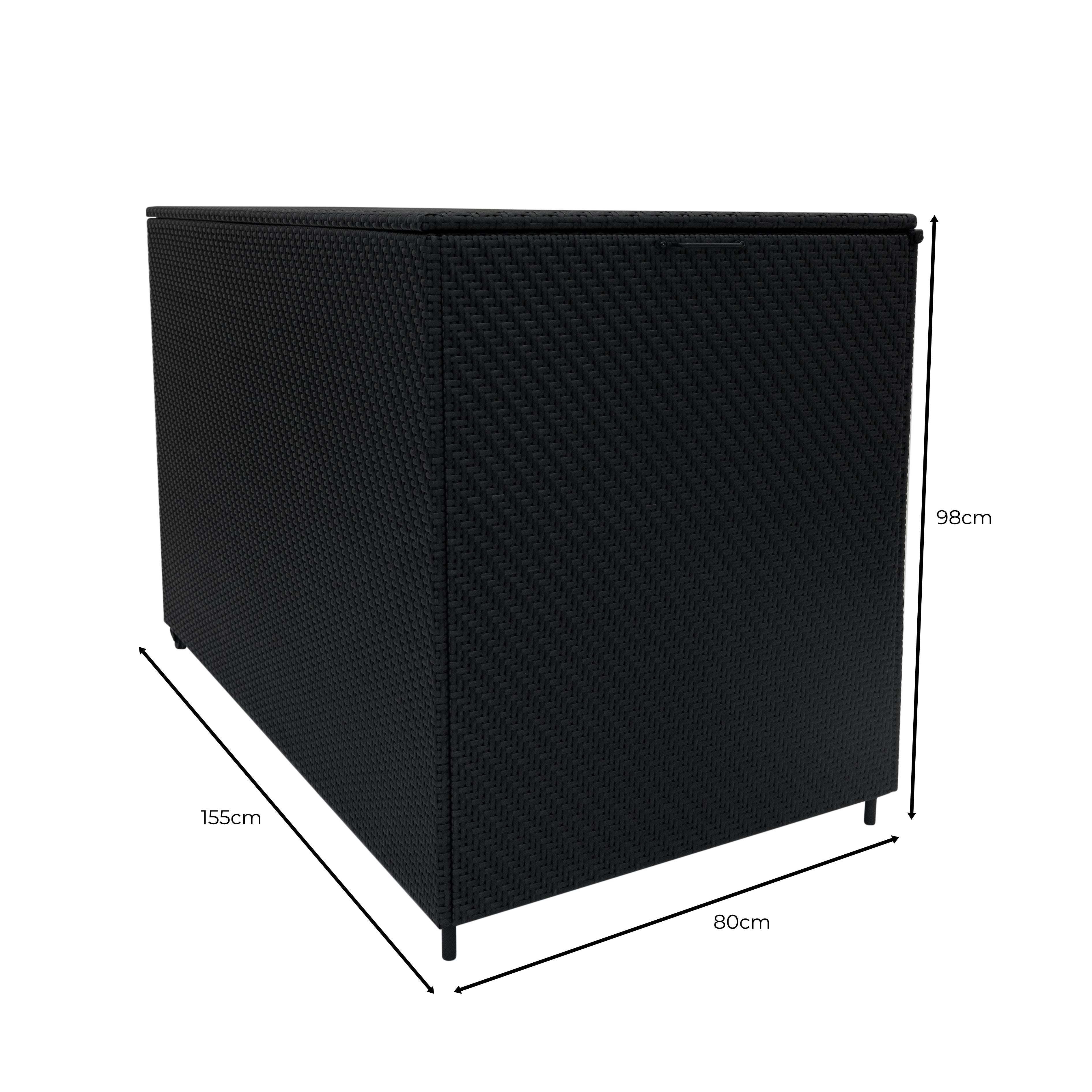 Rattan Modular 6 Piece Furniture Set & 996L Storage Box – Black