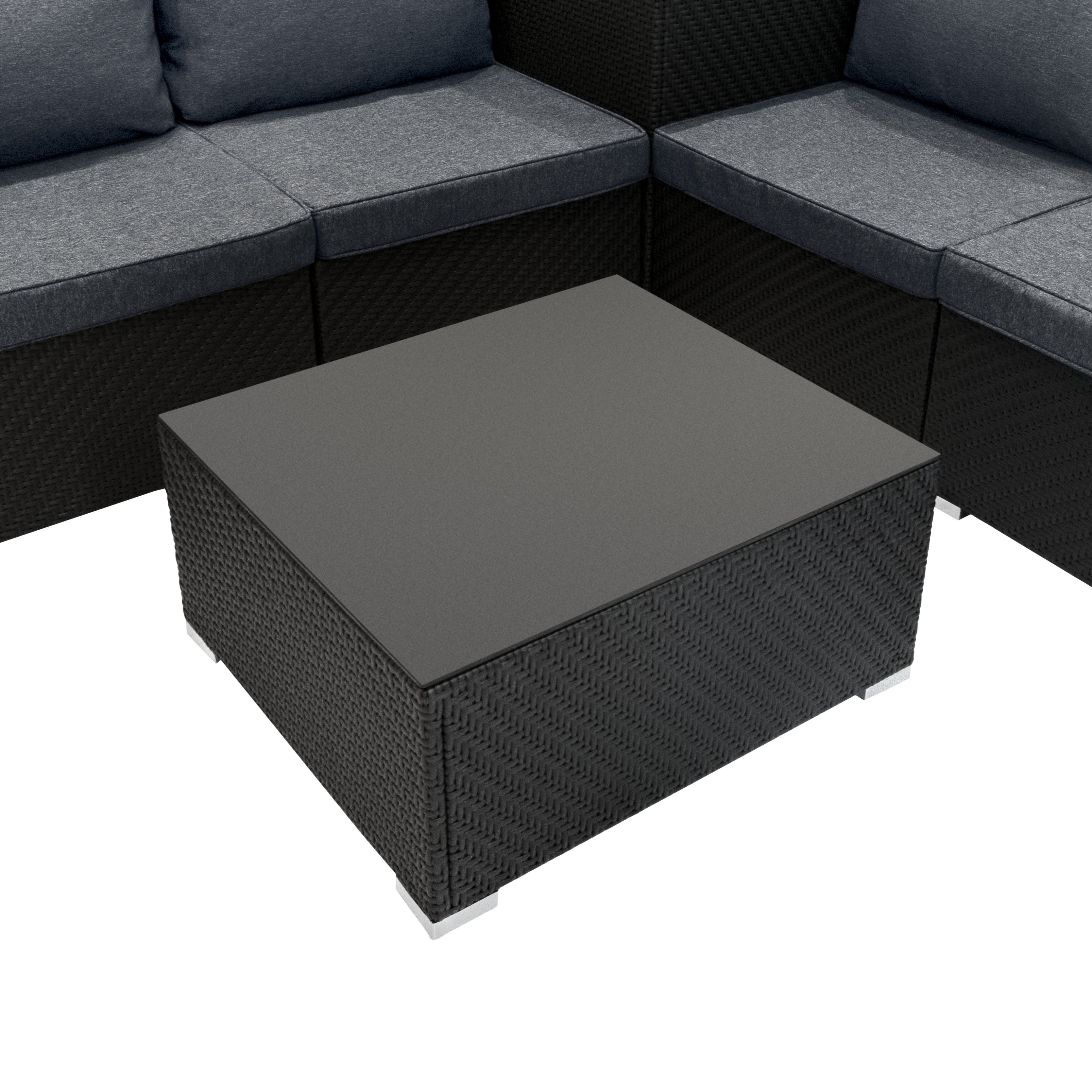 Rattan Modular 6 Piece Furniture Set & 996L Storage Box – Black