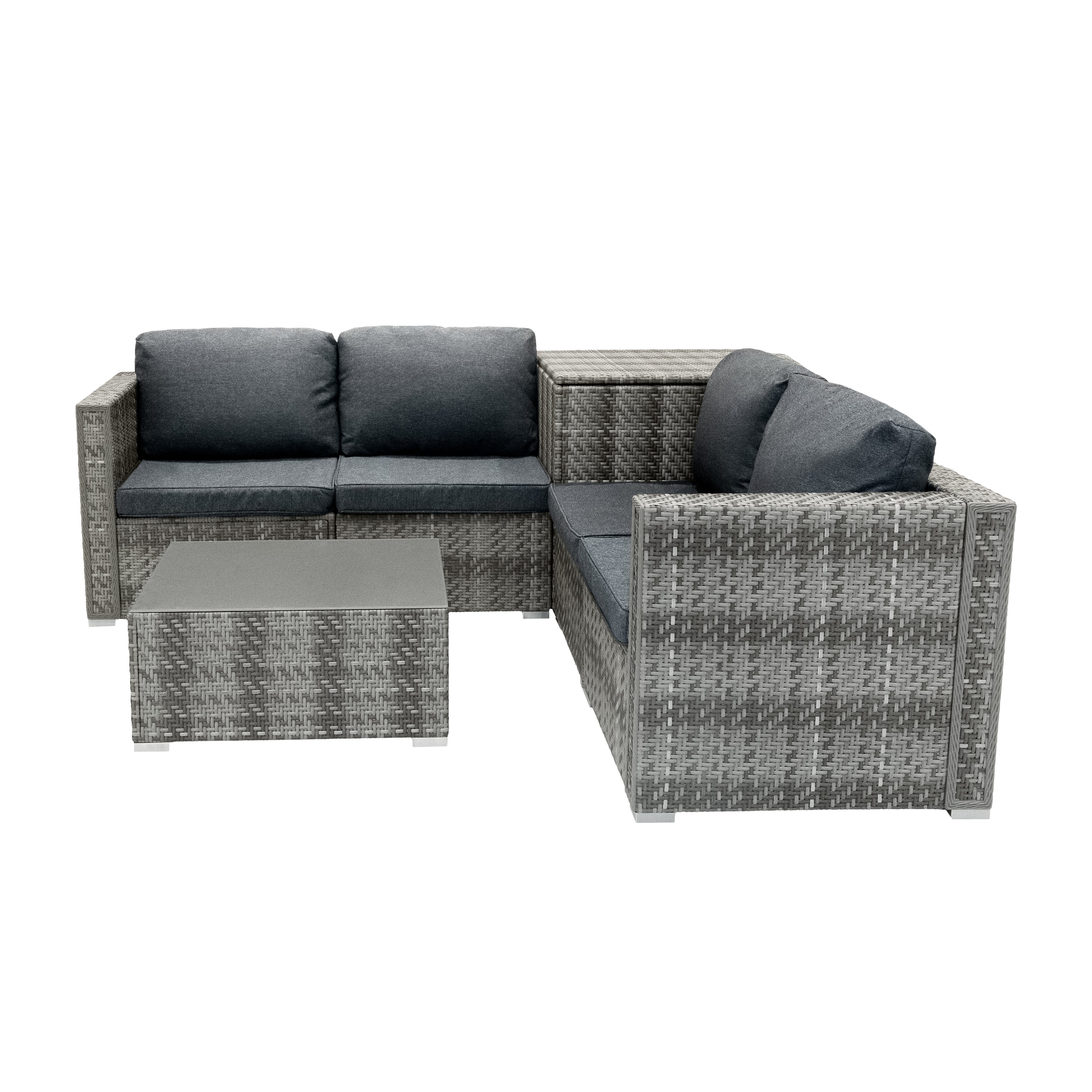 Rattan Modular 6 Piece Furniture Set & 996L Storage Box – Grey