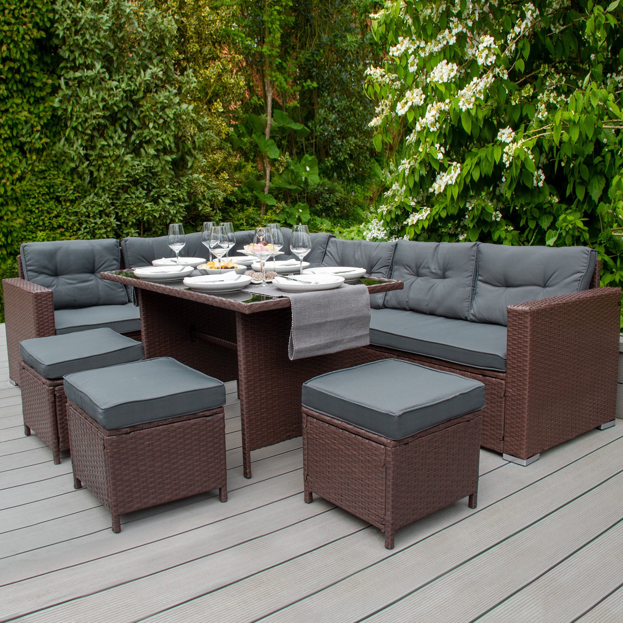 Rattan Corner Set Cushions