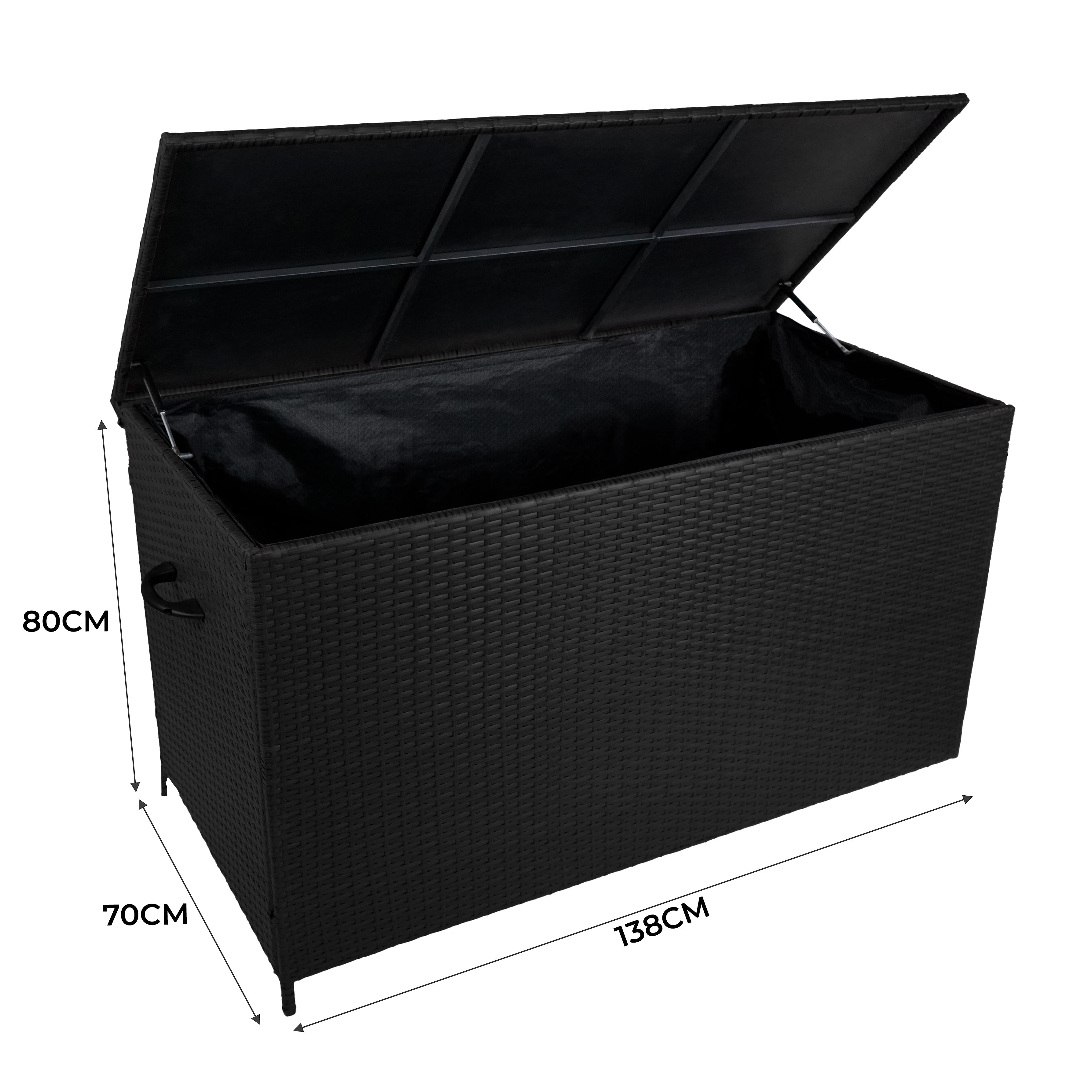 Aluminium 4 Piece Sofa Set with Black Rattan Storage Box - Wood Effect