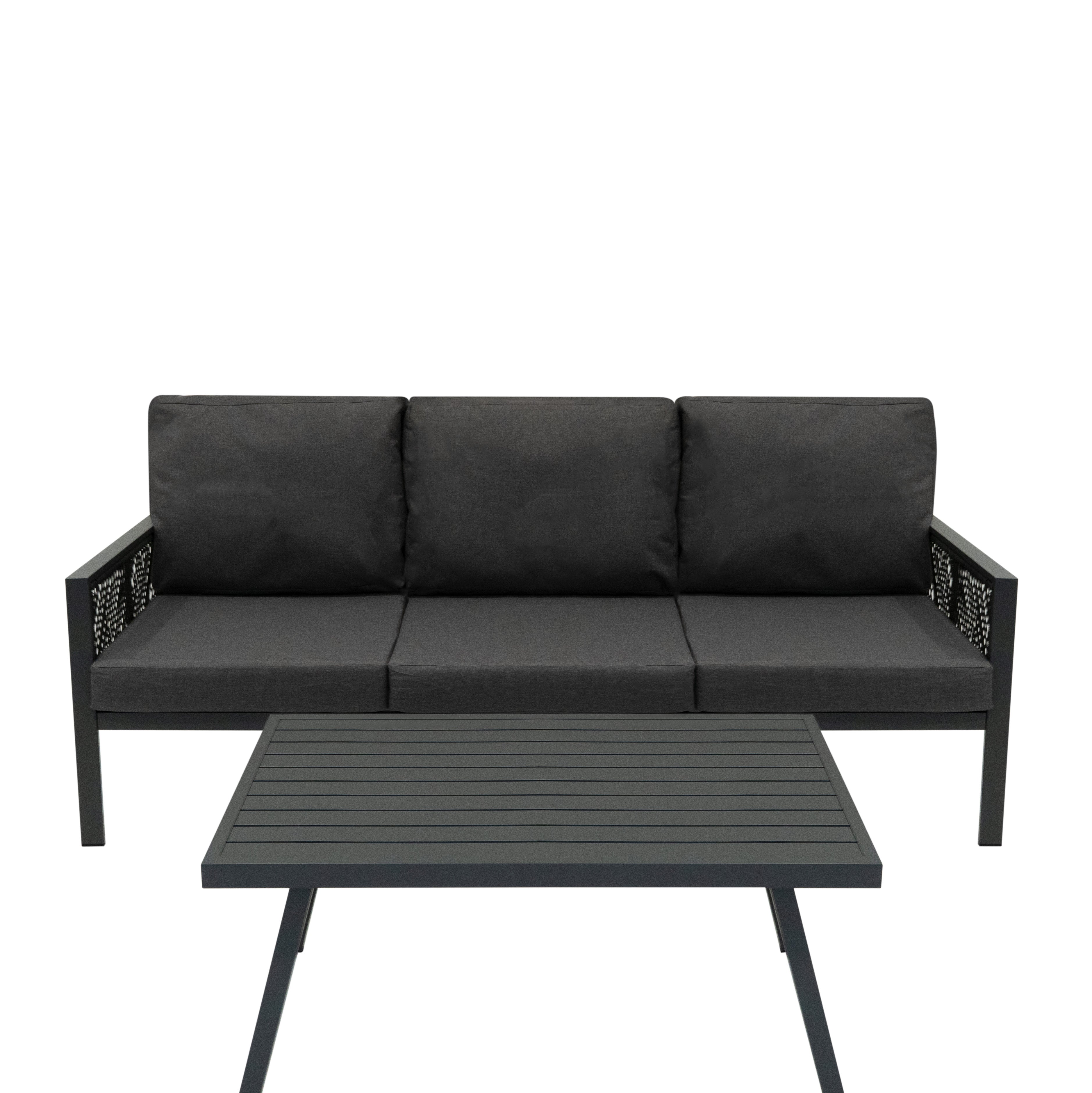 Anthracite 4 Piece Sofa Set With Black Parasol & Base
