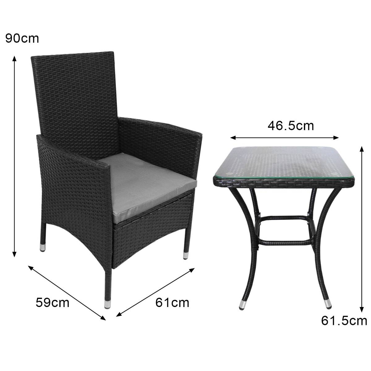 Jardí Rattan Bistro Set Black