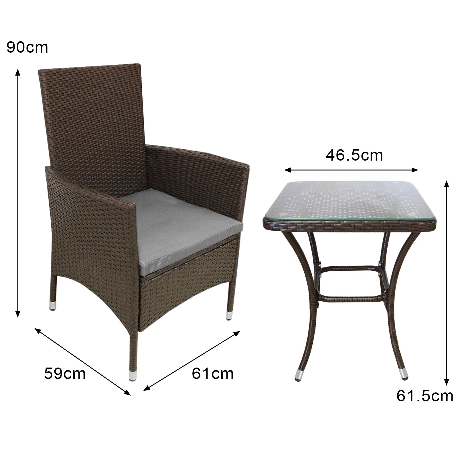 Jardí Rattan Bistro Set Brown