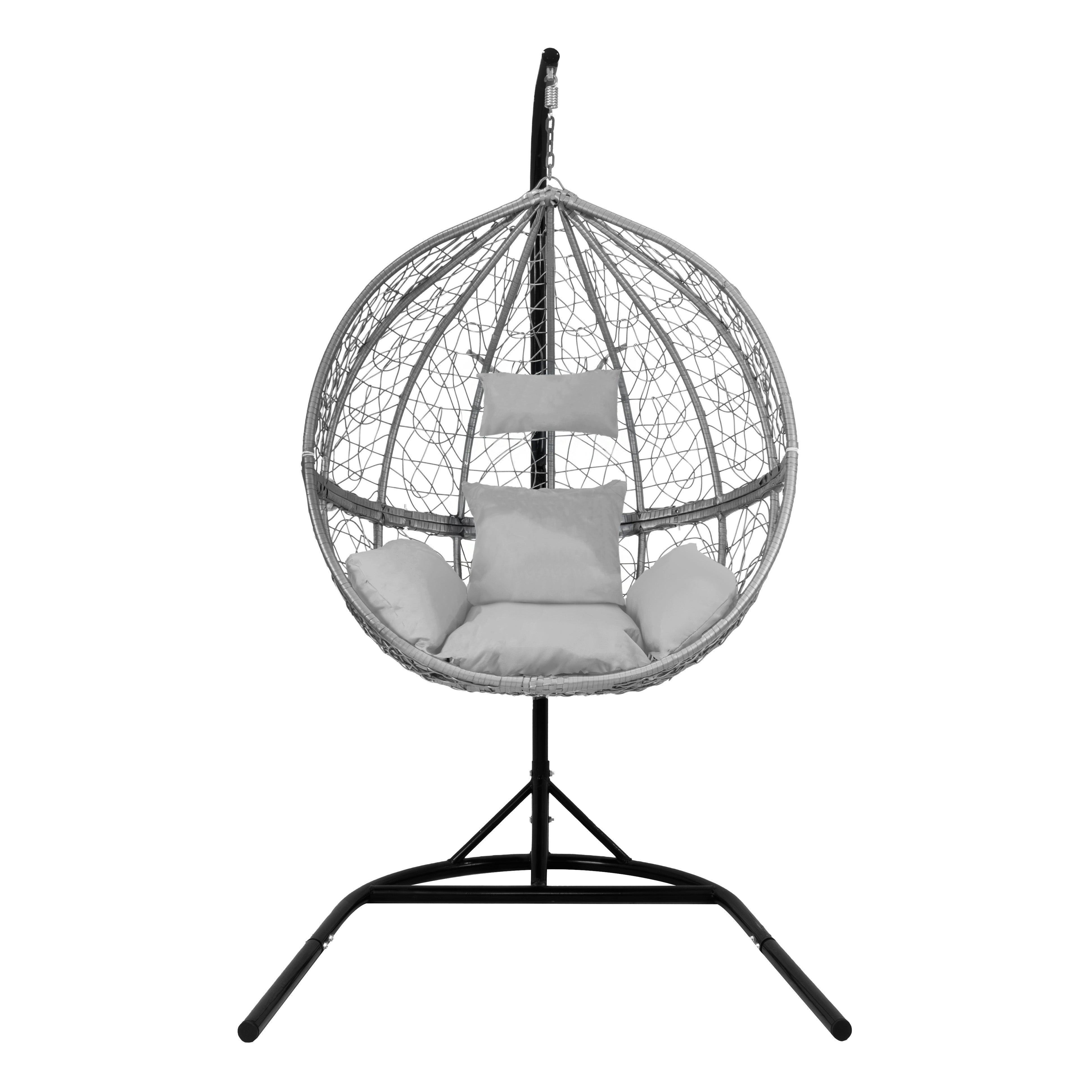 Hanging Rattan Egg Chair - Grey