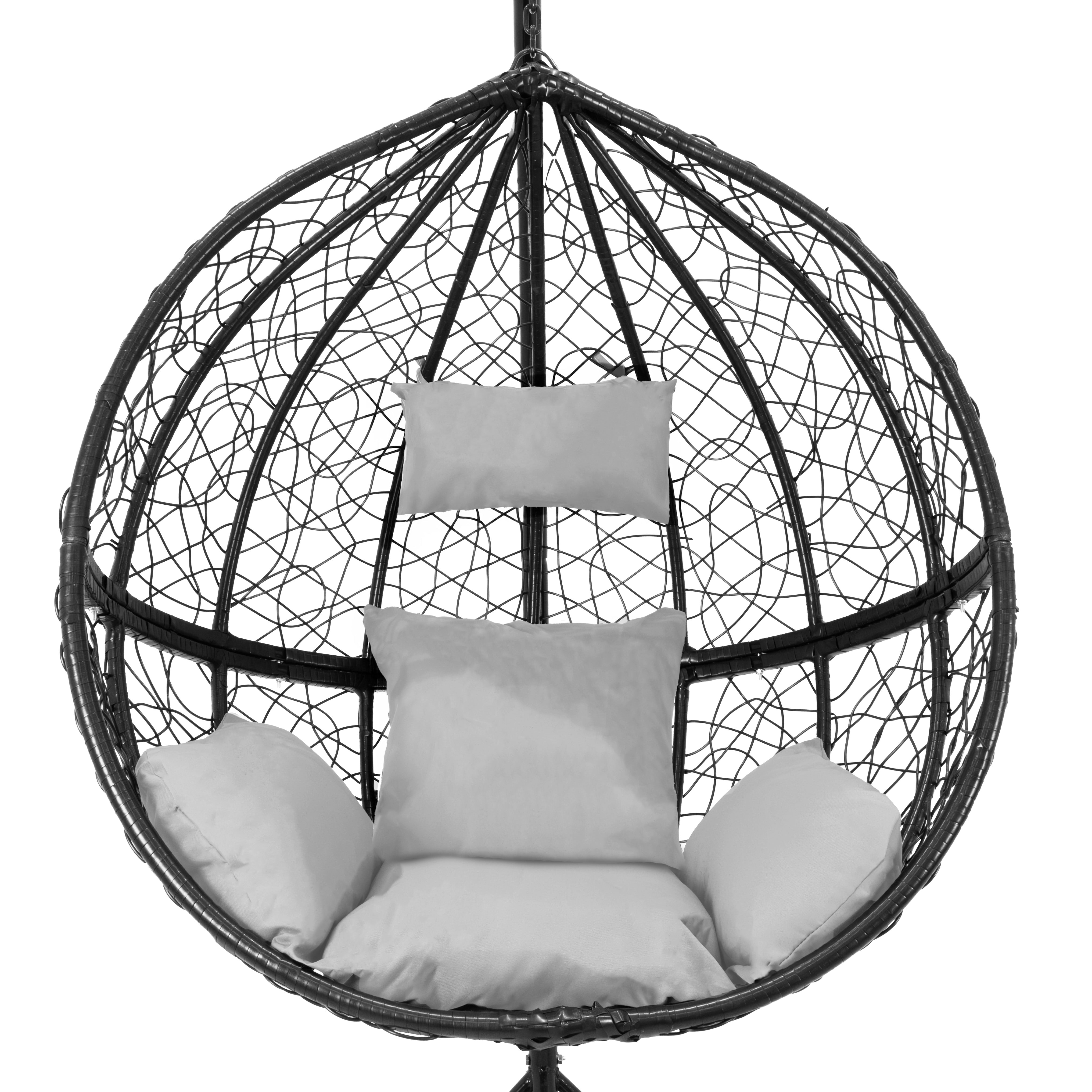 Hanging Rattan Egg Chairs x 2 - Black