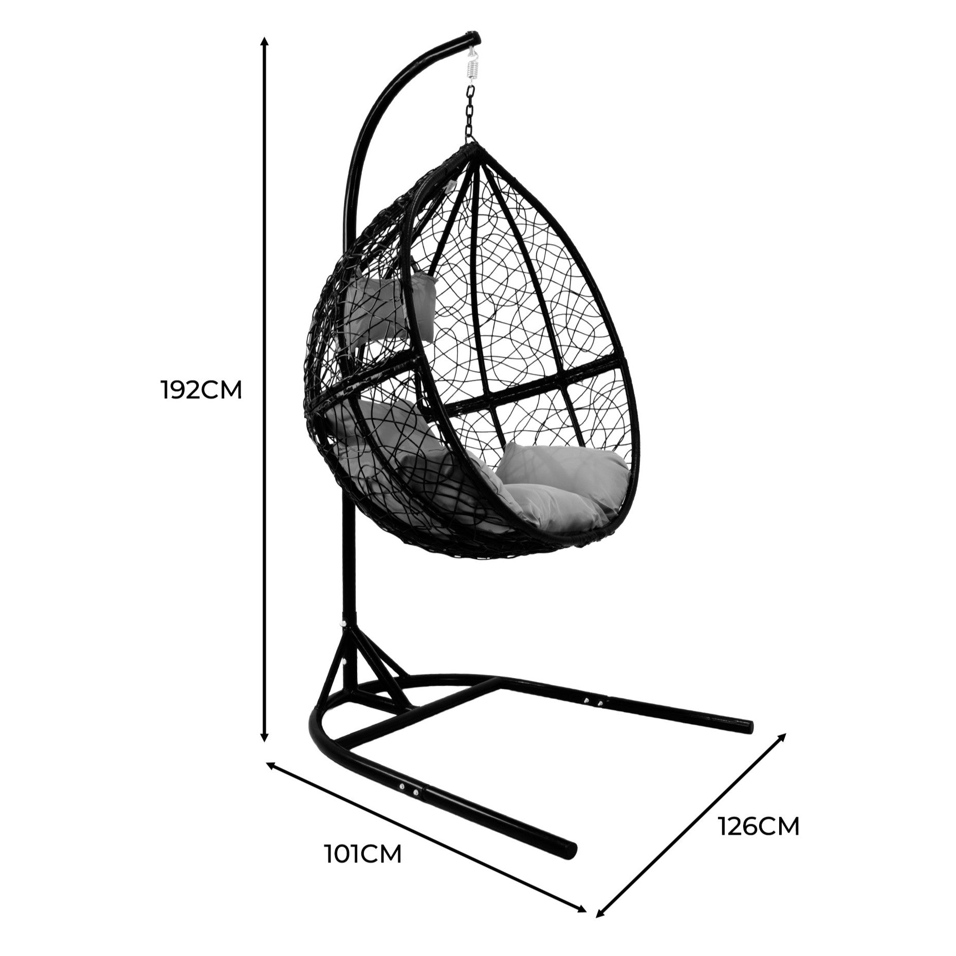 Hanging Rattan Egg Chairs x 2 - Black