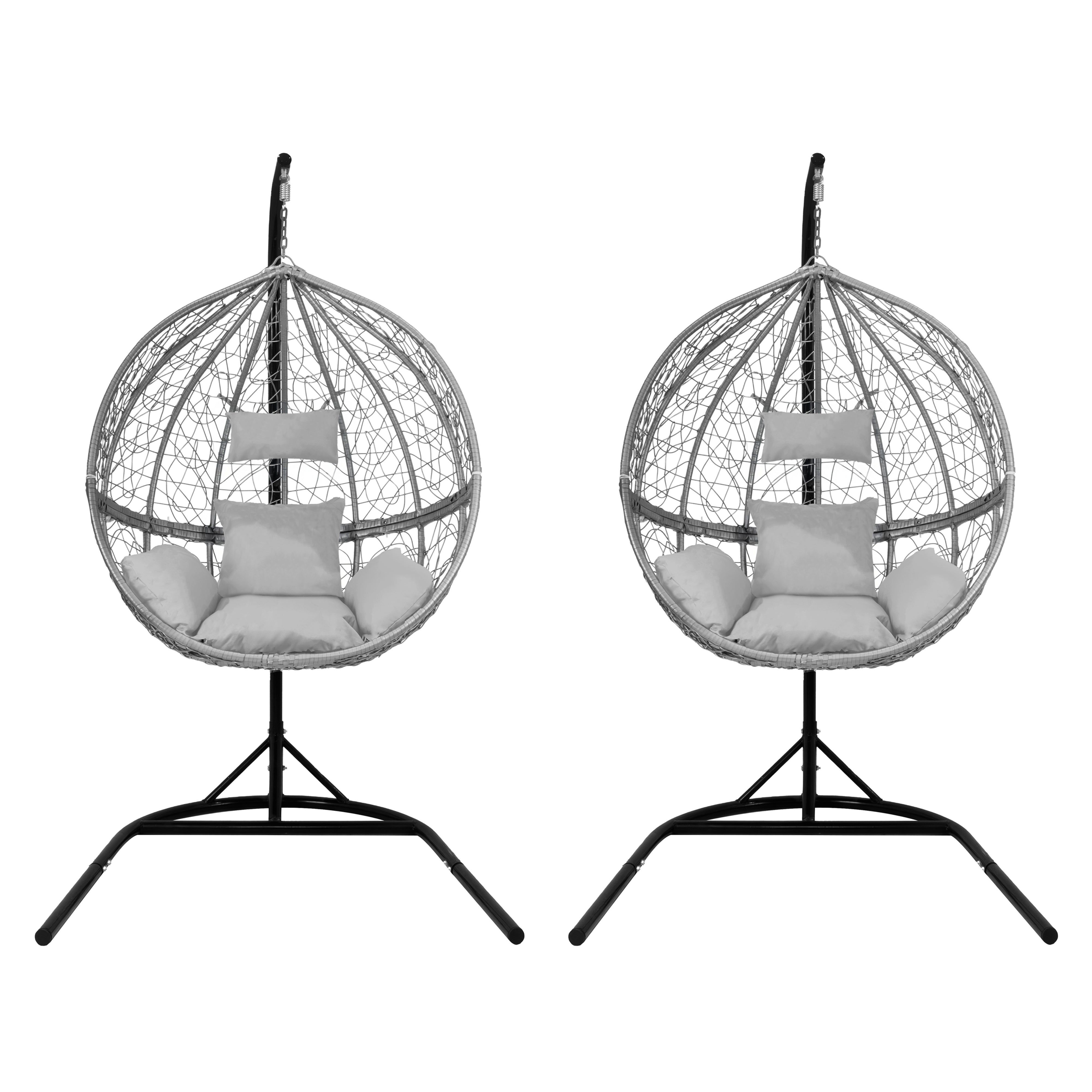 Hanging Rattan Egg Chairs x 2 - Grey