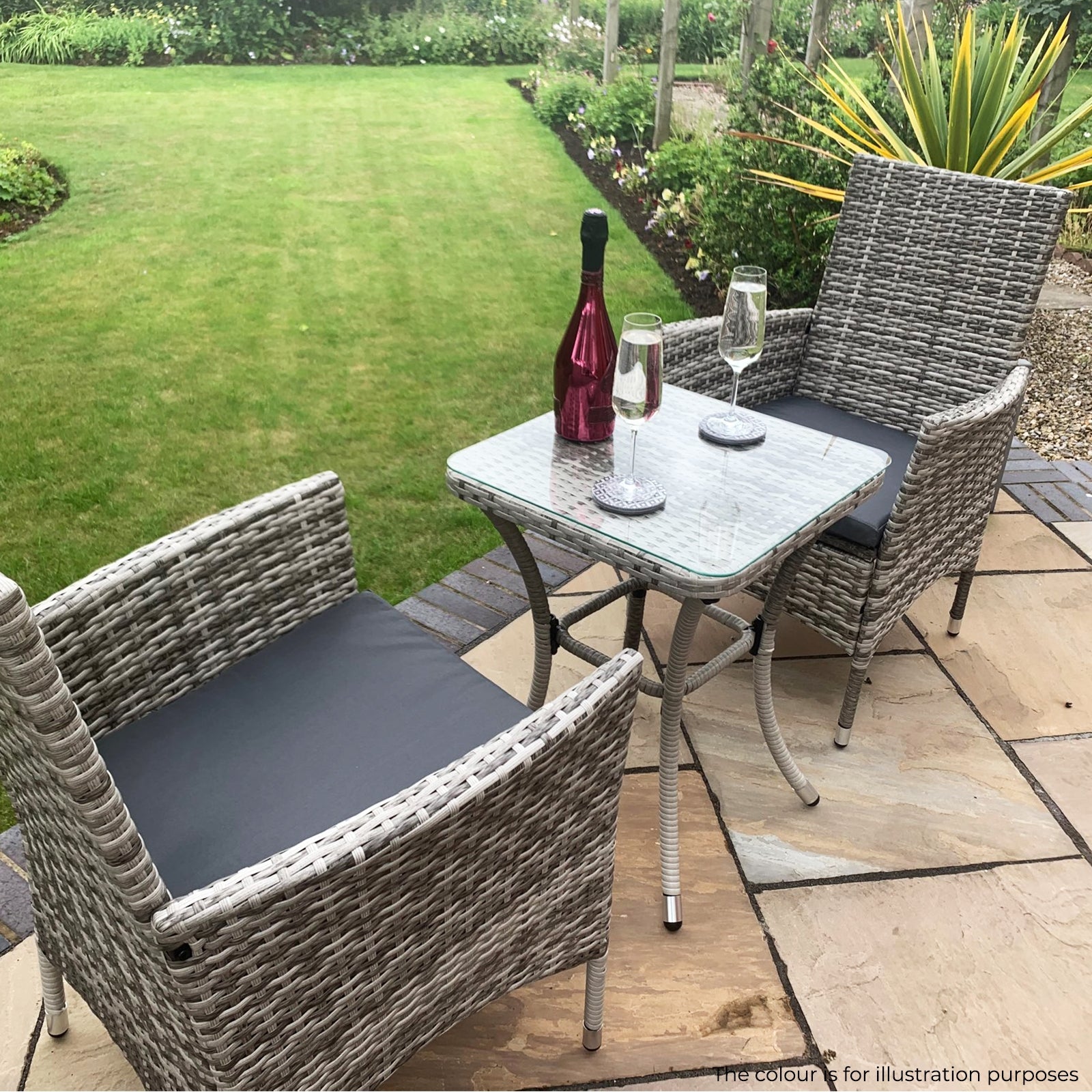 Jardí Rattan Bistro Set Grey